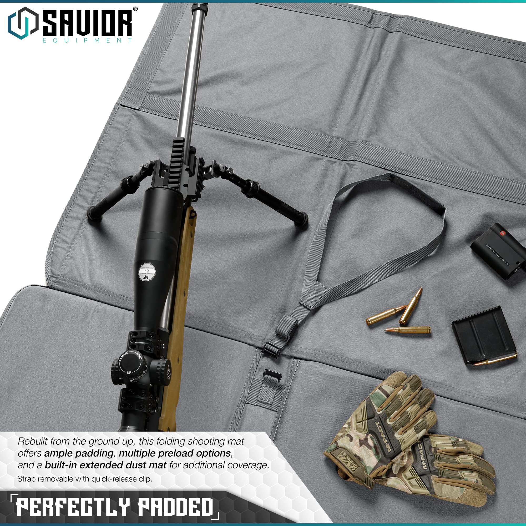 Savior Equipment Tactical Quick Release All-Purpose Shooting Mat, Deluxe Padded Foldable Design w/Carrying Handle, Bipod Preload, Extended Dust Mat