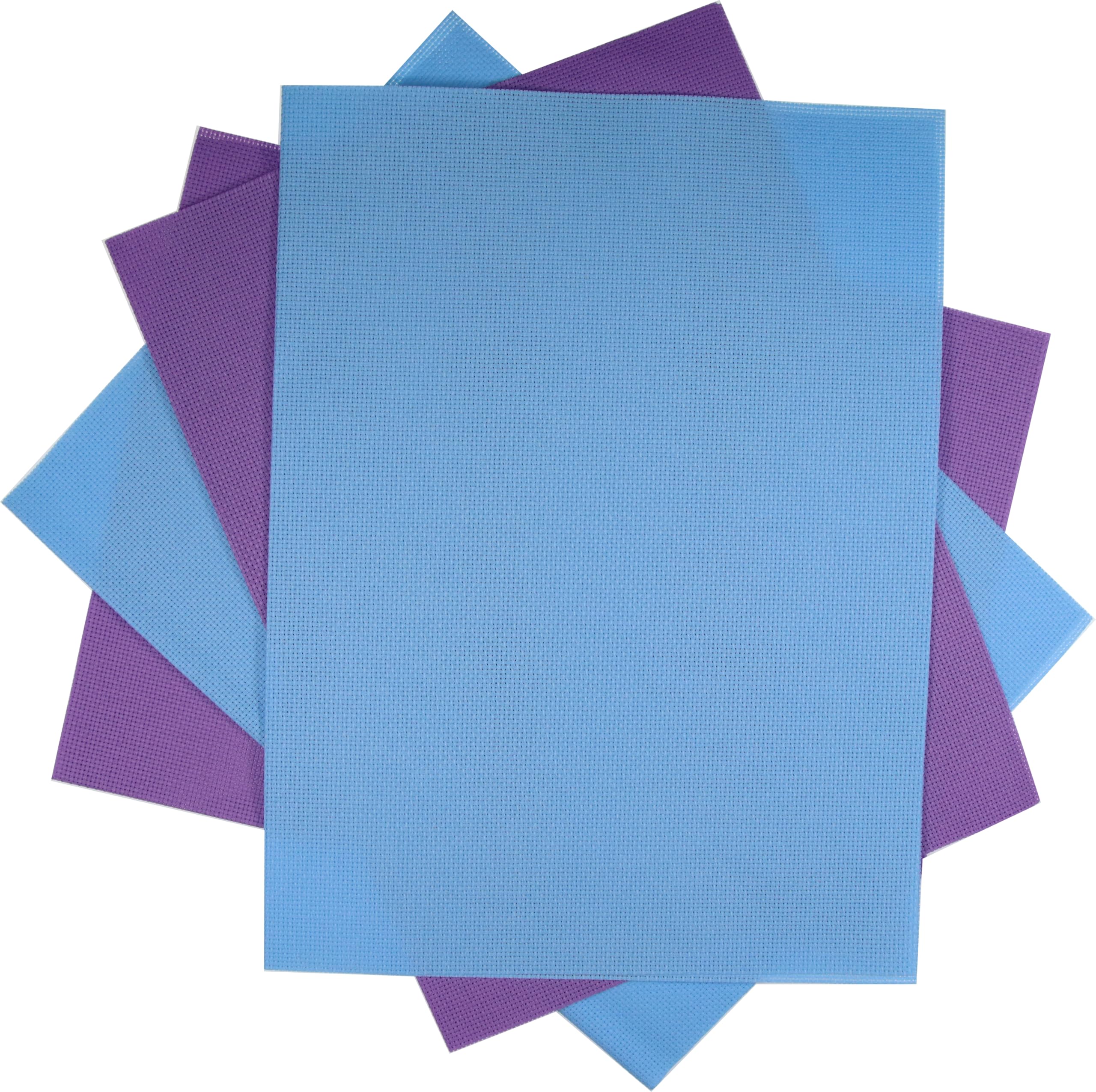 KCS 4/6 pc of 12" x 18" 30cmx45cm 16CT Counted Cotton Aida Cloth Cross Stitch Fabric (Lavender+Light Blue, 4 pc)