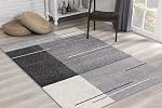 Rug Branch Tarin 4' x 6' (3'9" x 5'6") Espace intérieur géométrique gris/noir Rug, Contemporain, High Pile, Tapis résistant aux taches - Salon, Chambre, Salle à manger et Cuisine