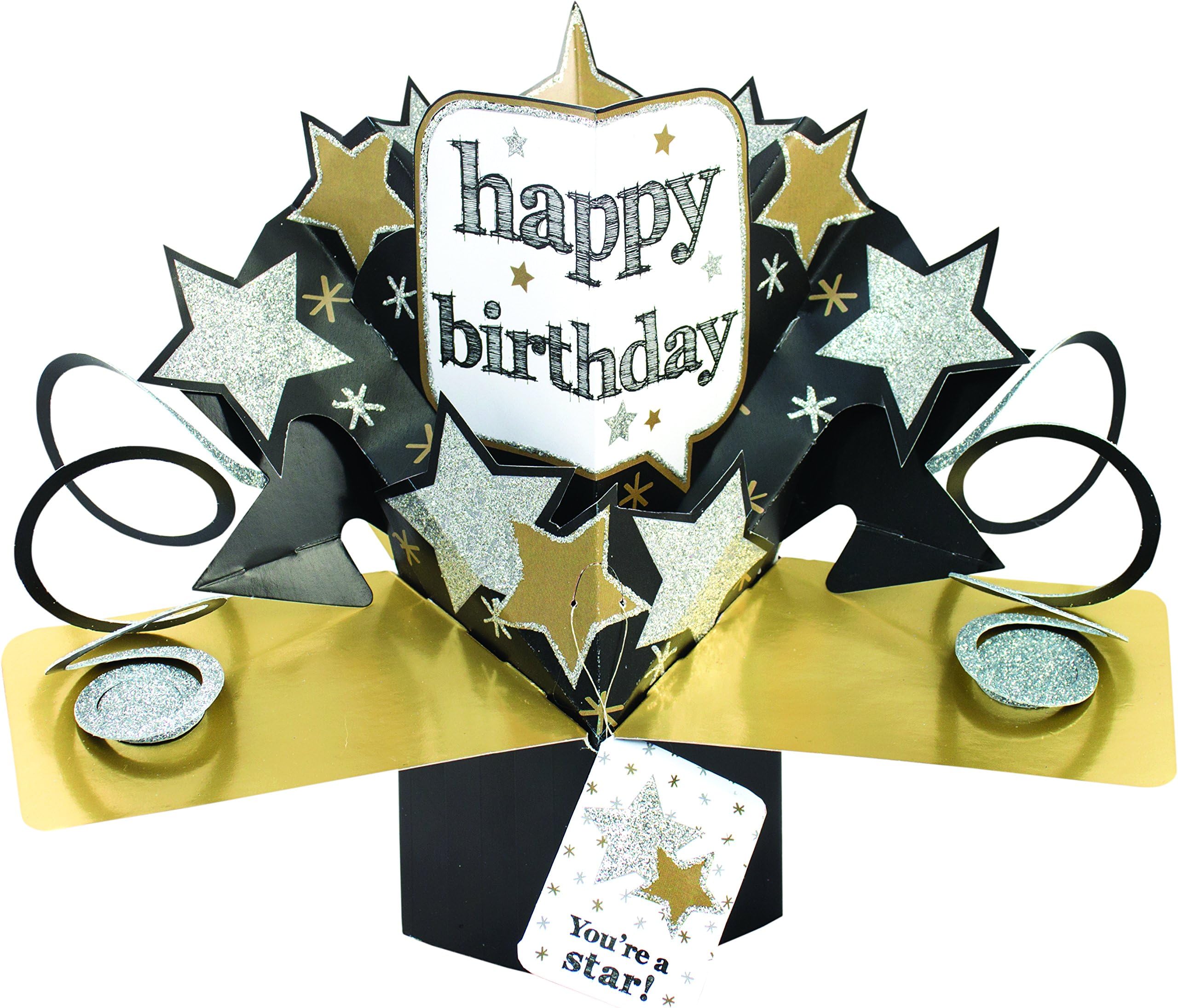 Suki Gifts InternationalPop Up Card Happy Birthday Stars, Multi-Colour, 13 x 21 x 19 cm