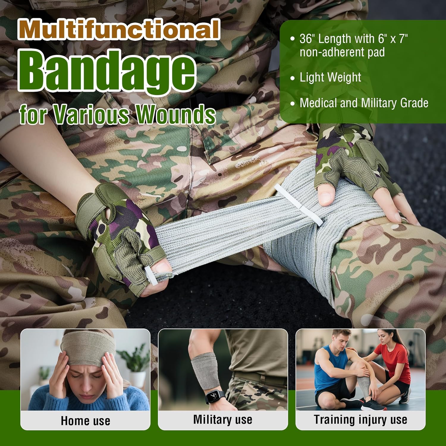 IFAK Trauma Kits, 115 PCS First Aid Kits with 36" Splint Israeli Style Compression Bandage, Survival Emergency Prepare Bag Equipment Multi-Purpose Tools for Home, Car, Camping, Hunting