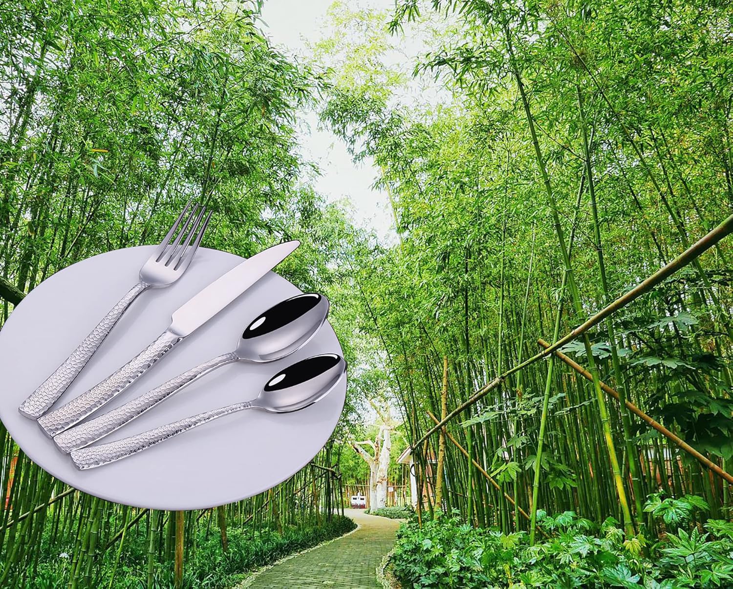 Thomaso 48piece Hammered Silverware Set , 18/10 Stainless