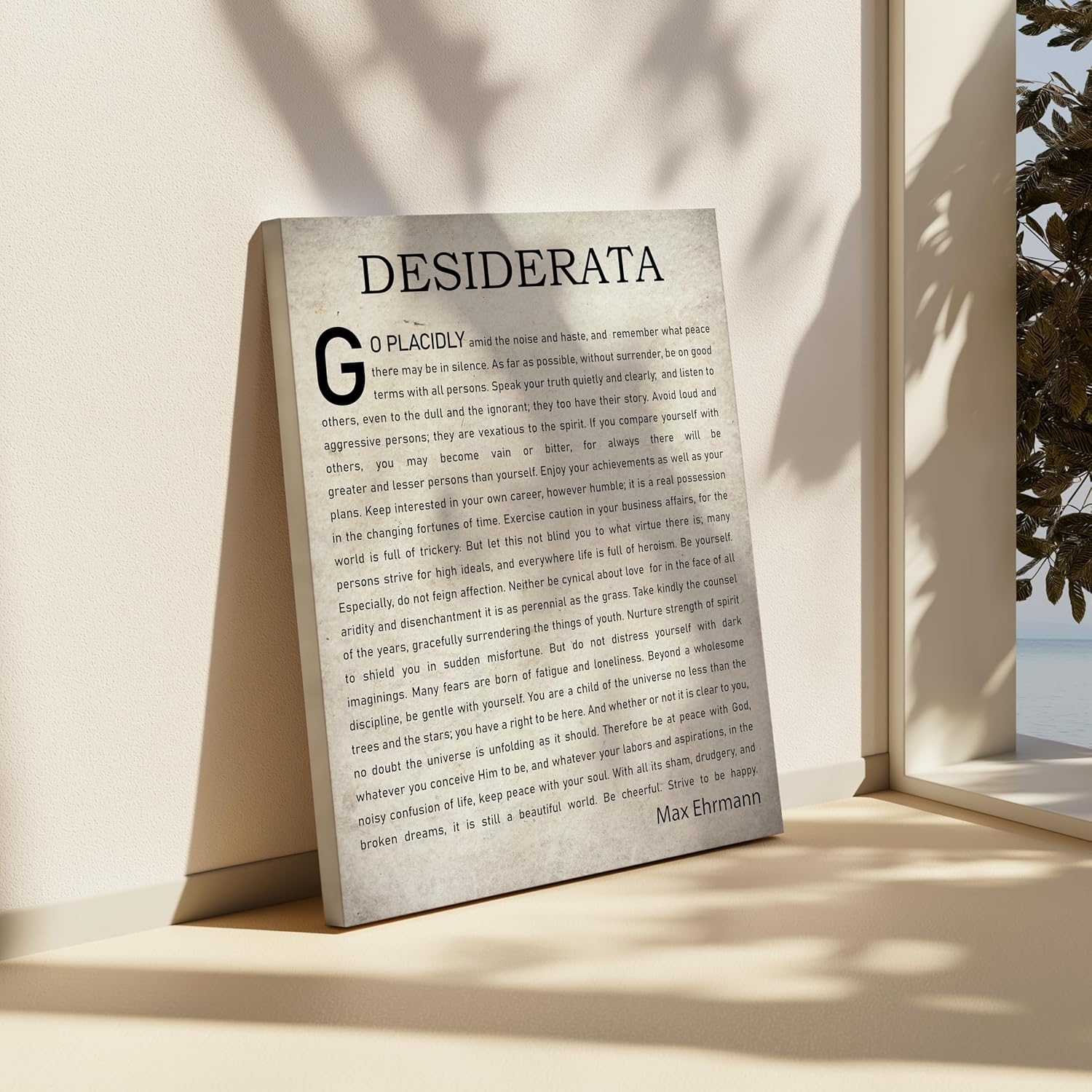 Poster Master Max Erhmann Canvas - Desiderata Print - Motivational & Poetry Art - Graduation Gift for Him, Her, Students - Inspiring Wall Decor for Living Room, Bedroom - 8x10 STRETCHED Canvas