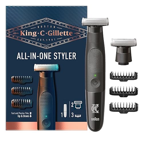 King C Gillette Recortadora de barba para hombre incluye 1 recortadora maestra de estilo inalámbrico con 2 repuestos de cuchillas de afeitar de