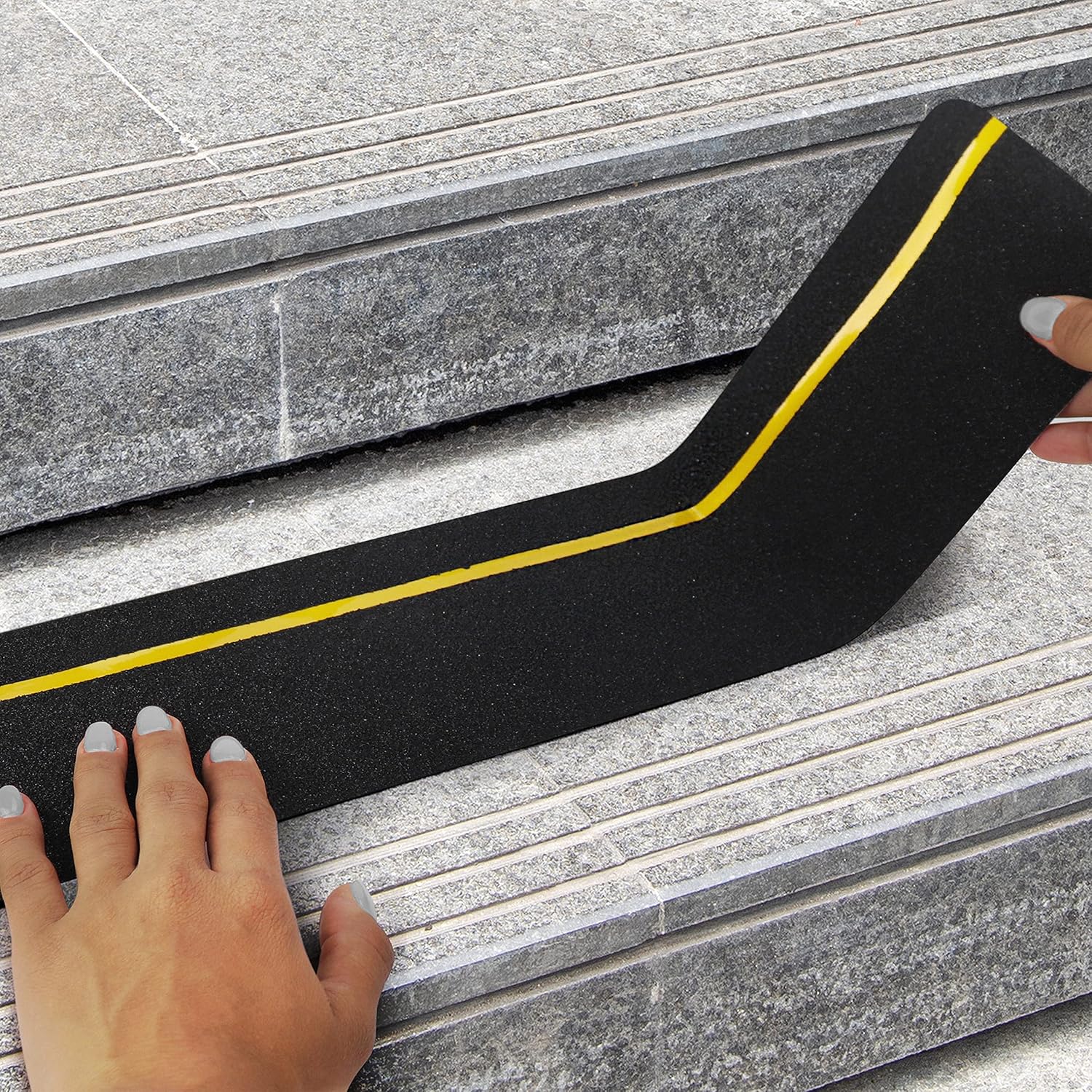 TREADSAFE (10-Pack Anti Slip Grip Traction Tape |Black Pre-Cut Anti-Slip Grip Tape | Black Anti-Slip Indoor Outdoor Strips | Easy Install (Reflective 4"x30" - 10 Pack)