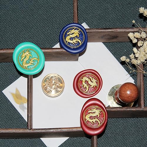 Miniatura 2 de Sello de cera de dragón volador celta antigua, sello de cera de sellado de animales, cabeza de latón con mango de palisandro, ideal para adornar