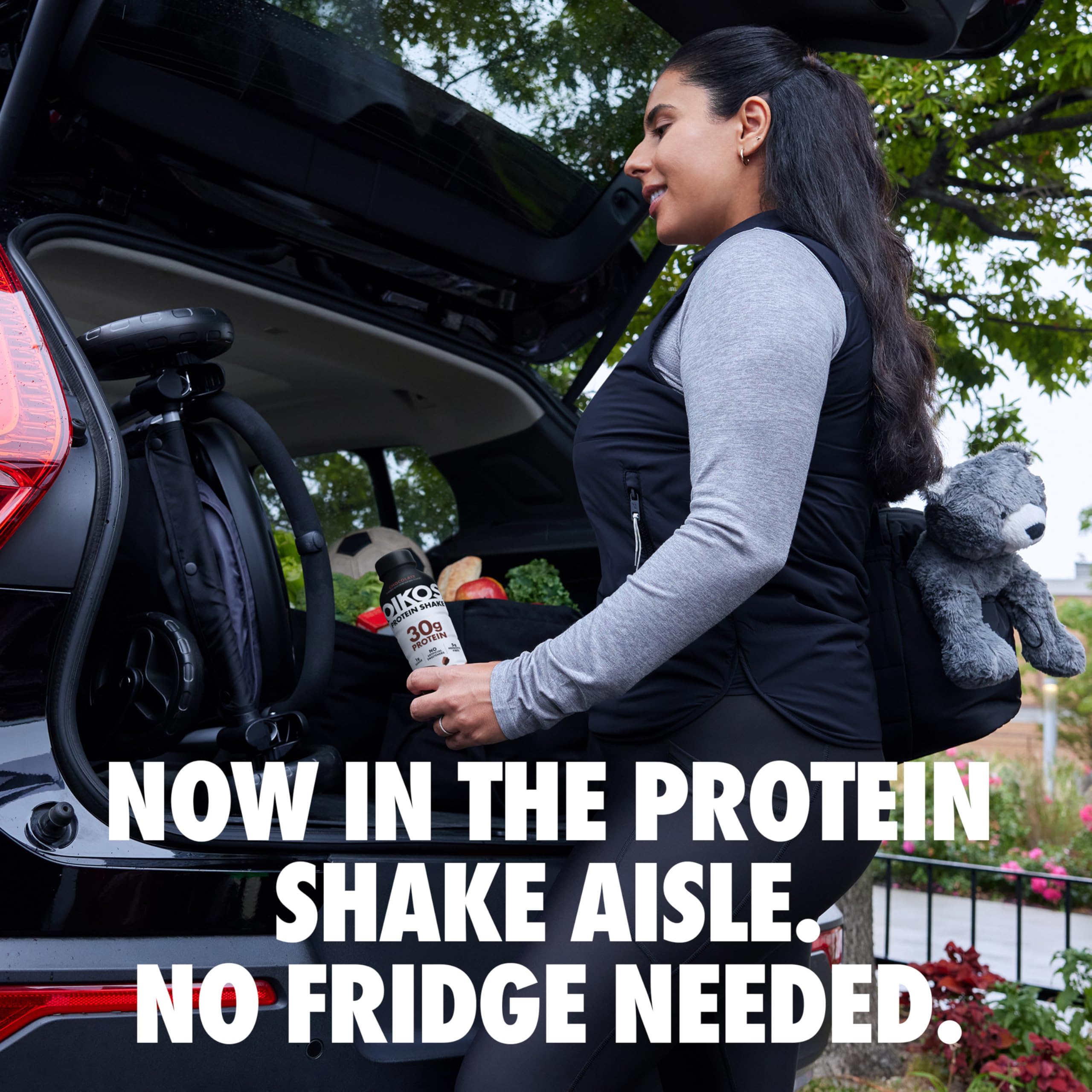 Oikos Protein Shake, Vanilla, 30g High Protein Drinks, Shelf Stable, Ready to Drink, 5g Prebiotic Fiber, 12 fl oz Bottle, 12 Count​