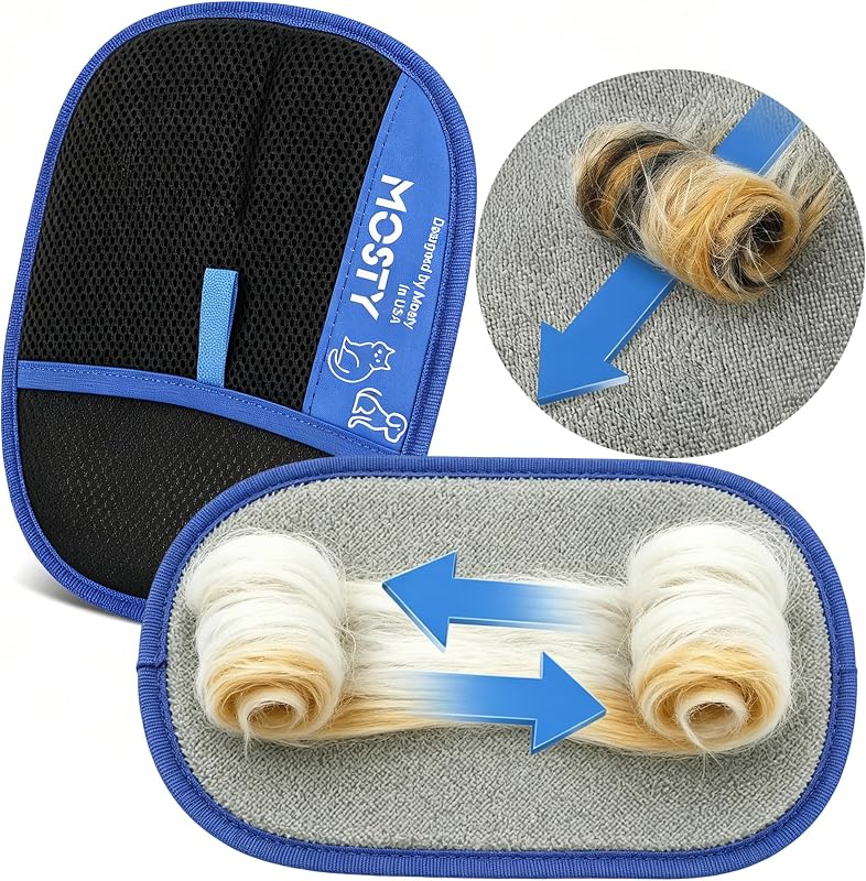 MOSTY Magic Brush Removedor de pelo para mascotas, guante reutilizable para quitar el pelo de mascotas, 1 unidad | Para perros y gatos, herramienta mágica para quitar pelos rápidos para sofás, sofás, lavandería de alfombras y asientos de auto, imprescindible para dueños de mascotas