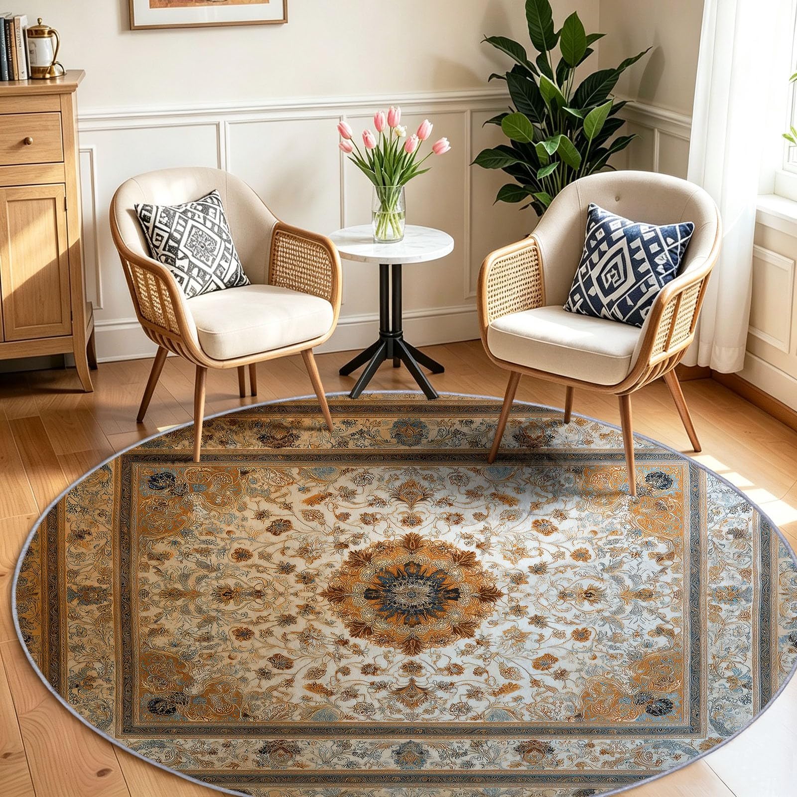 Traditional Oriental - Tappeto rotondo, 180 cm, lavabile in lavatrice