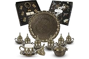 Royal Touch Traditional Design Cast Zamak Tea Cup Espresso Set for Six - (CS6-205)