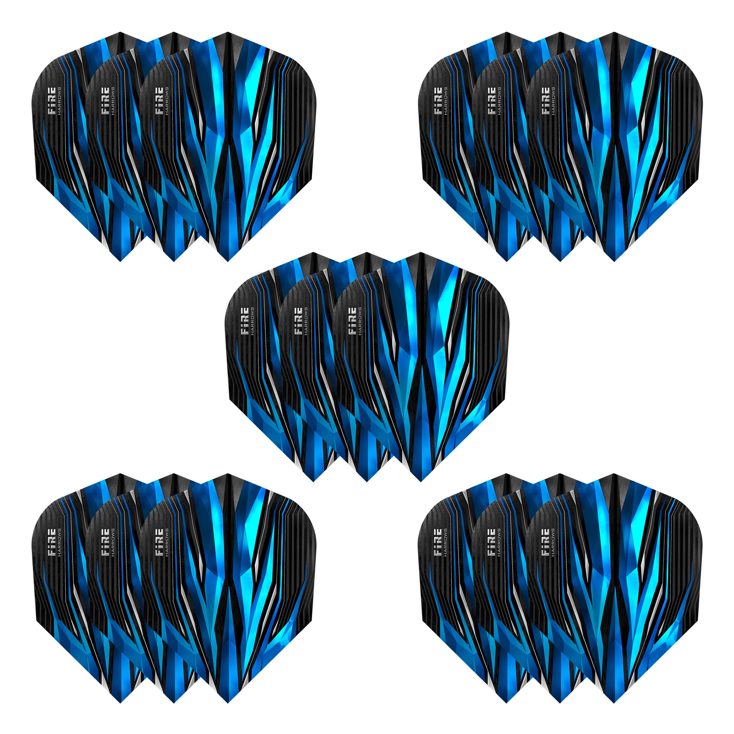 Harrows FIRE Flights| Set of x5 Premium Extra Strong Dart Flight Bag (15 Flights) (Blue)