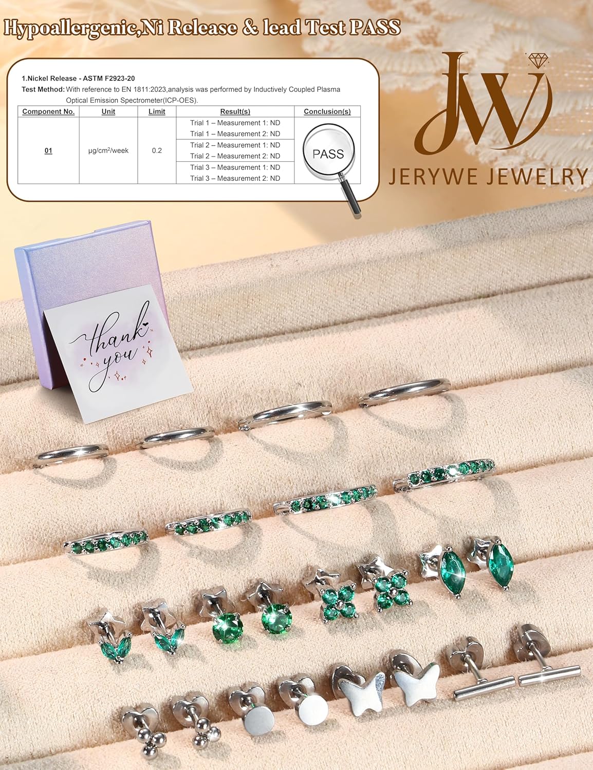 JeryWe 12Pairs Flat Back Earrings Surgical Steel Earrings for Sensitive Ears Dainty 14K Gold Plated Flat Back Stud Earring Set Hypoallergenic - Image 6