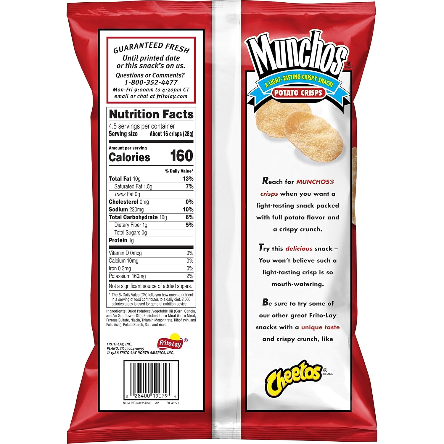 Munchos Original Potato Crisps, 4.5 Oz Bag