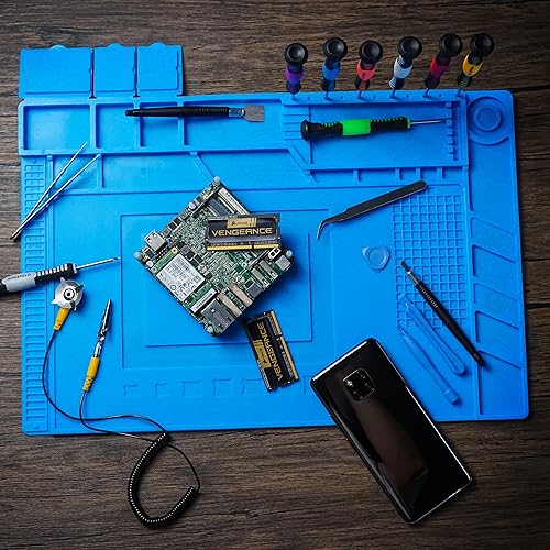Miniatura 7 de KOTTO Tapete de soldadura magnético antiestático seguro ESD, tapete de reparación de silicona, incluye kit de herramientas de reparación y cable de
