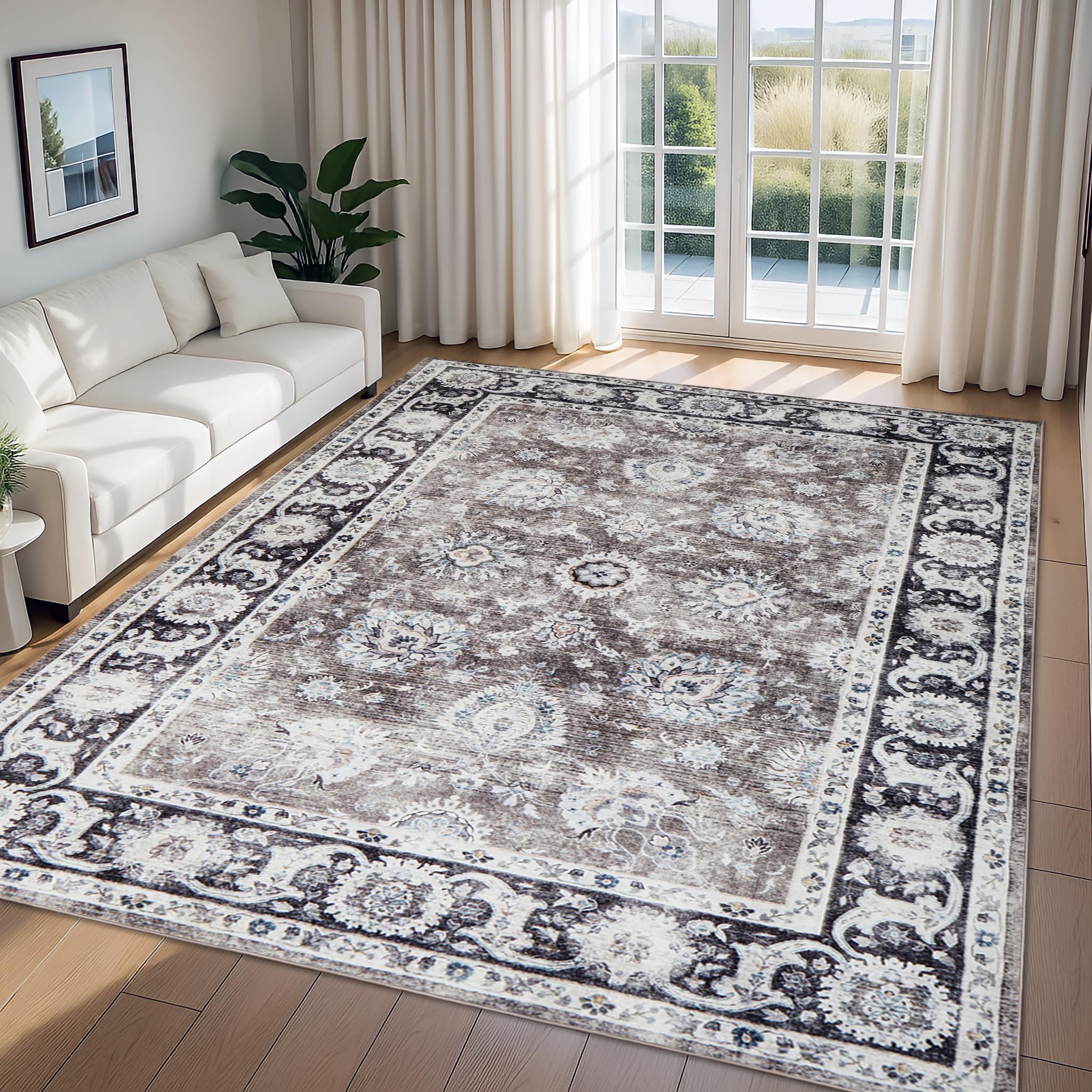 Imperial Rooms Rugs Living Room Extra Large 240 x 340 Short Pile Area Rugs for Bedroom Machine Washable Non Slip Carpet for Kids Room Soft Vintage Design Boho Rug, Harmony