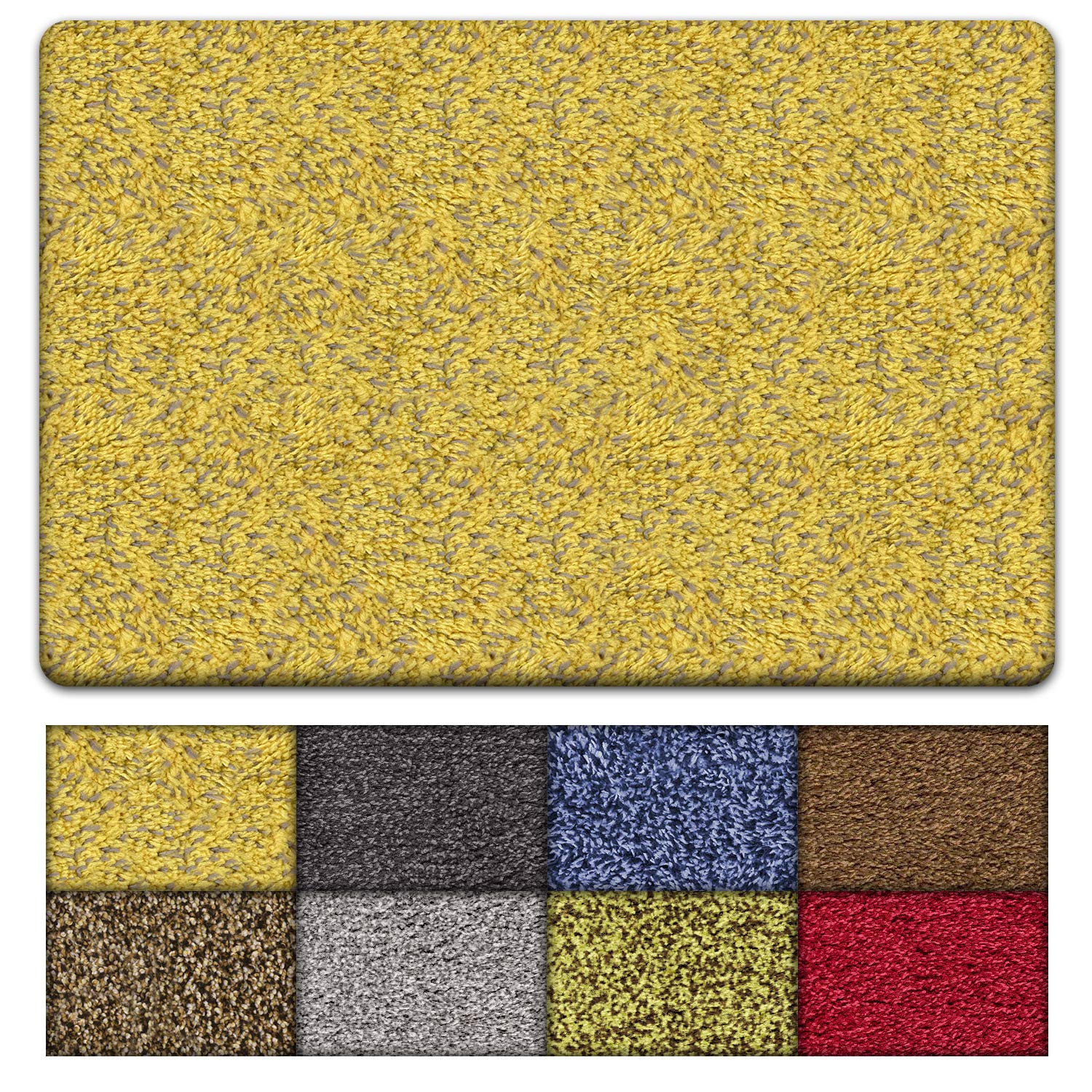 kaluns door mat, front doormat, super absorbent mud mats, doormats for entrance way, entry rug, non slip pvc waterproof backing, shoe mat for entryway, machine washable (18x28 yellow)