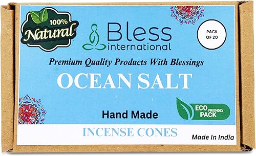 Bless International Sal del océano 100% natural - Conos de incienso hechos a mano sumergidos a mano orgánicos - libres de productos químicos para