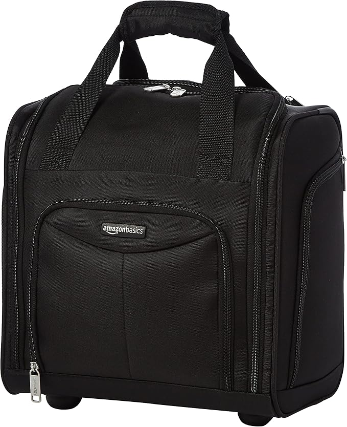 Amazon Basics Underseat CarryOn Rolling Travel Luggage Bag, Black
