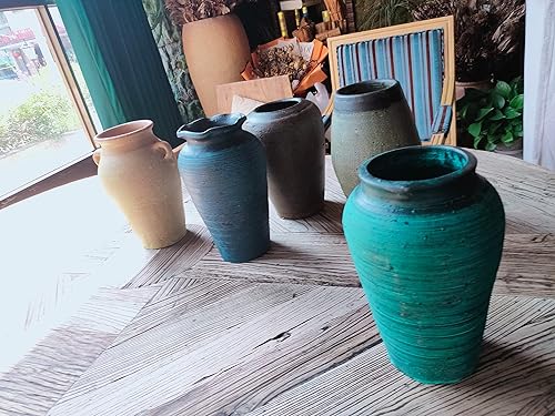 Miniatura 6 de Jarrón de arcilla de granja para flores, grande, maceta de jardín de cerámica áspera para plantas al aire libre, jarrones franceses altos para