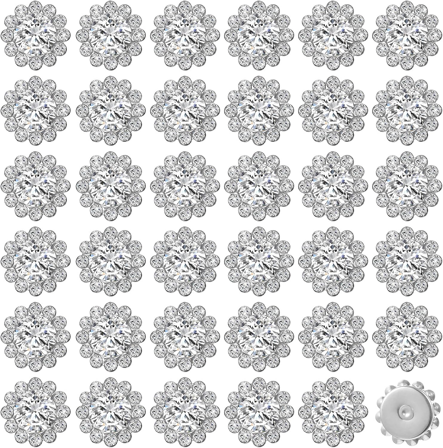 140 Pcs Sunflower Sew on Rhinestones Flatback, Flower Claw Rhinestones for Clothes 12mm Silver Flatback Rhinestones Glass Gems for Crafting, Clothing, Wedding Dresses, Hats and Accessories