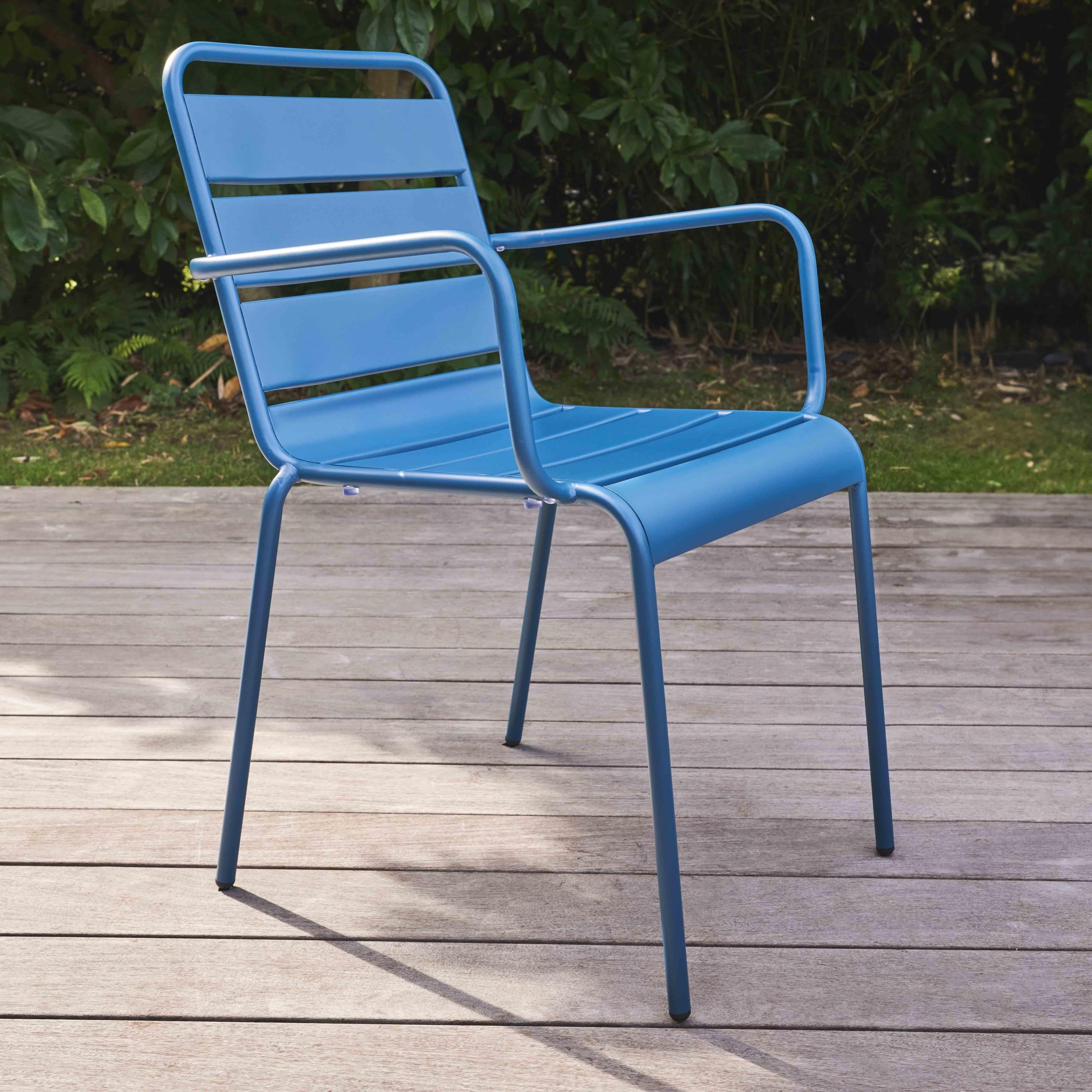 Oviala Fauteuil de Jardin en métal Bleu Pacific - Palavas