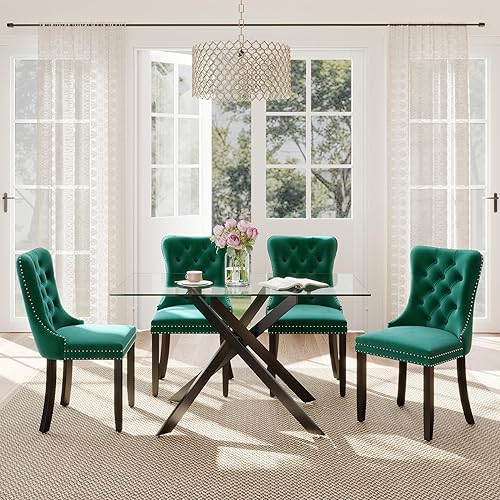 Miniatura 12 de Juego de comedor de cristal de lujo plateado de 5 piezas, juego de mesa de cocina minimalista moderno para 4 personas, juego de comedor con negro +