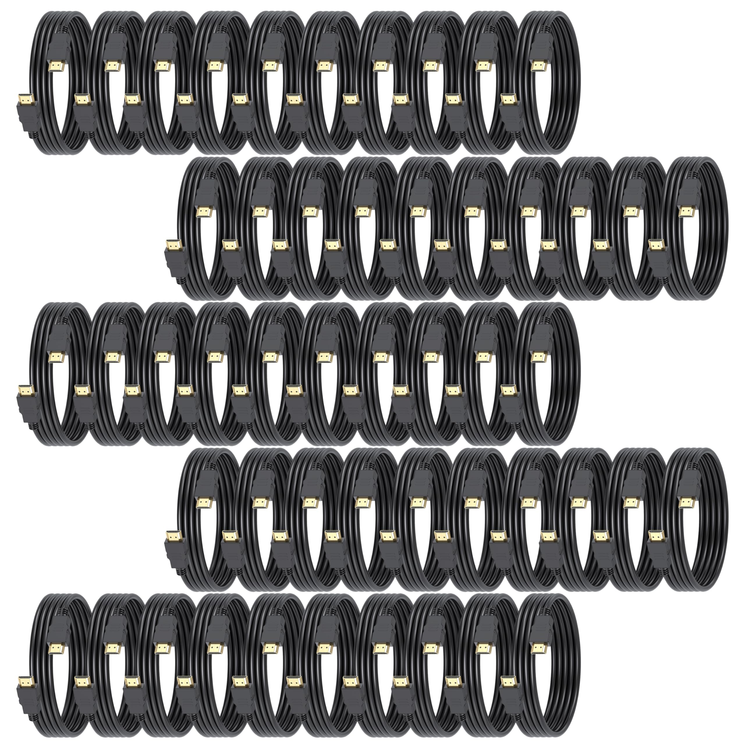 Lot de 50 câbles HDMI 4K de 0,9 m, haut débit blindé, avec prise en charge Ethernet 4K @ 60 Hz, 2K, HDR, ARC, 3D compatibles avec moniteur, Roku/Fire TV, ordinateur portable, PS5/4, Blu-ray