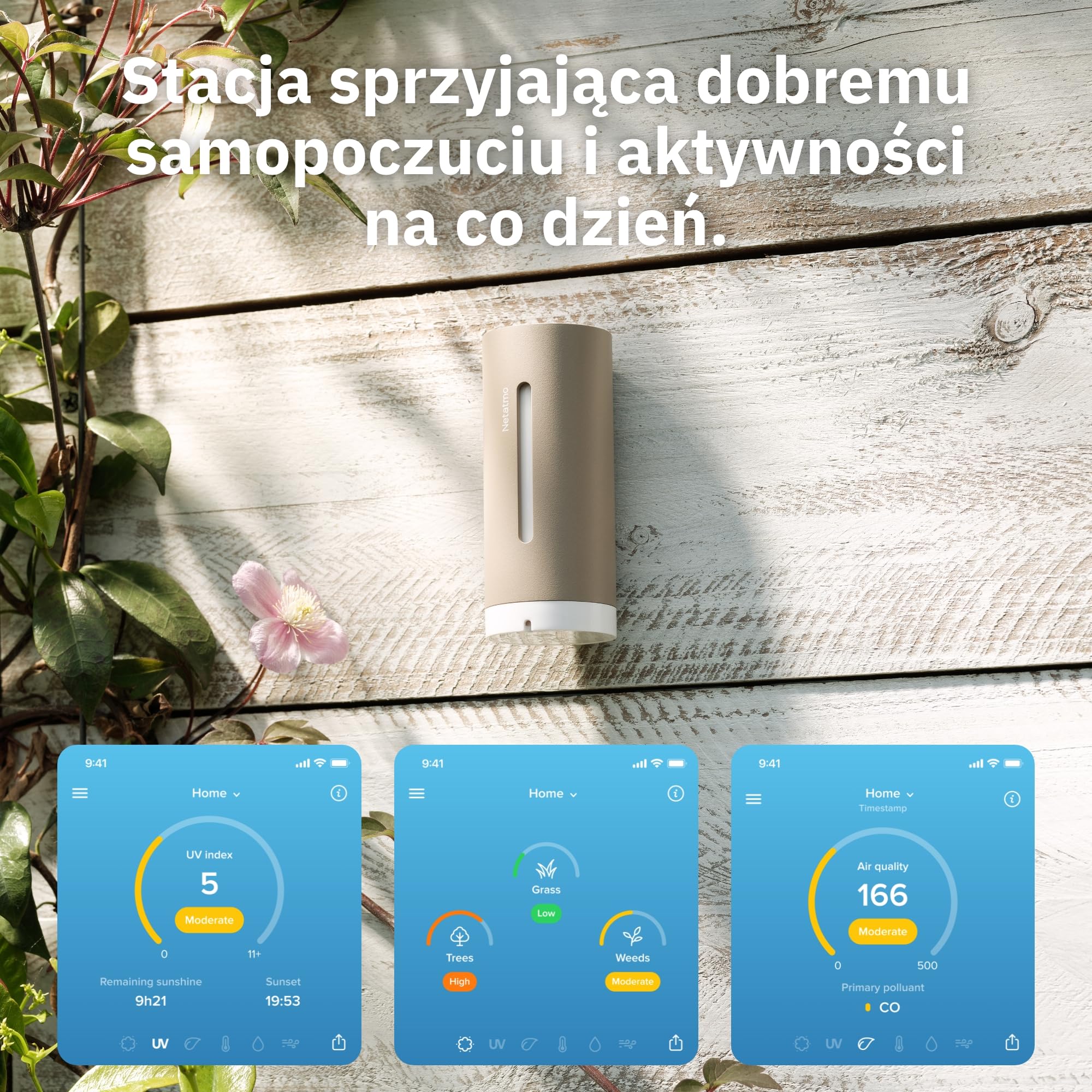 Netatmo Stacja pogodowa ORIGINAL 2. generacji | Czujniki wewnętrzne i zewnętrzne | Temp, wilgotność, jakość powietrza, UV | Prognoza pogody | Kompatybilna Apple, Alexa, Google - Piaskowy - NWS-S-EC