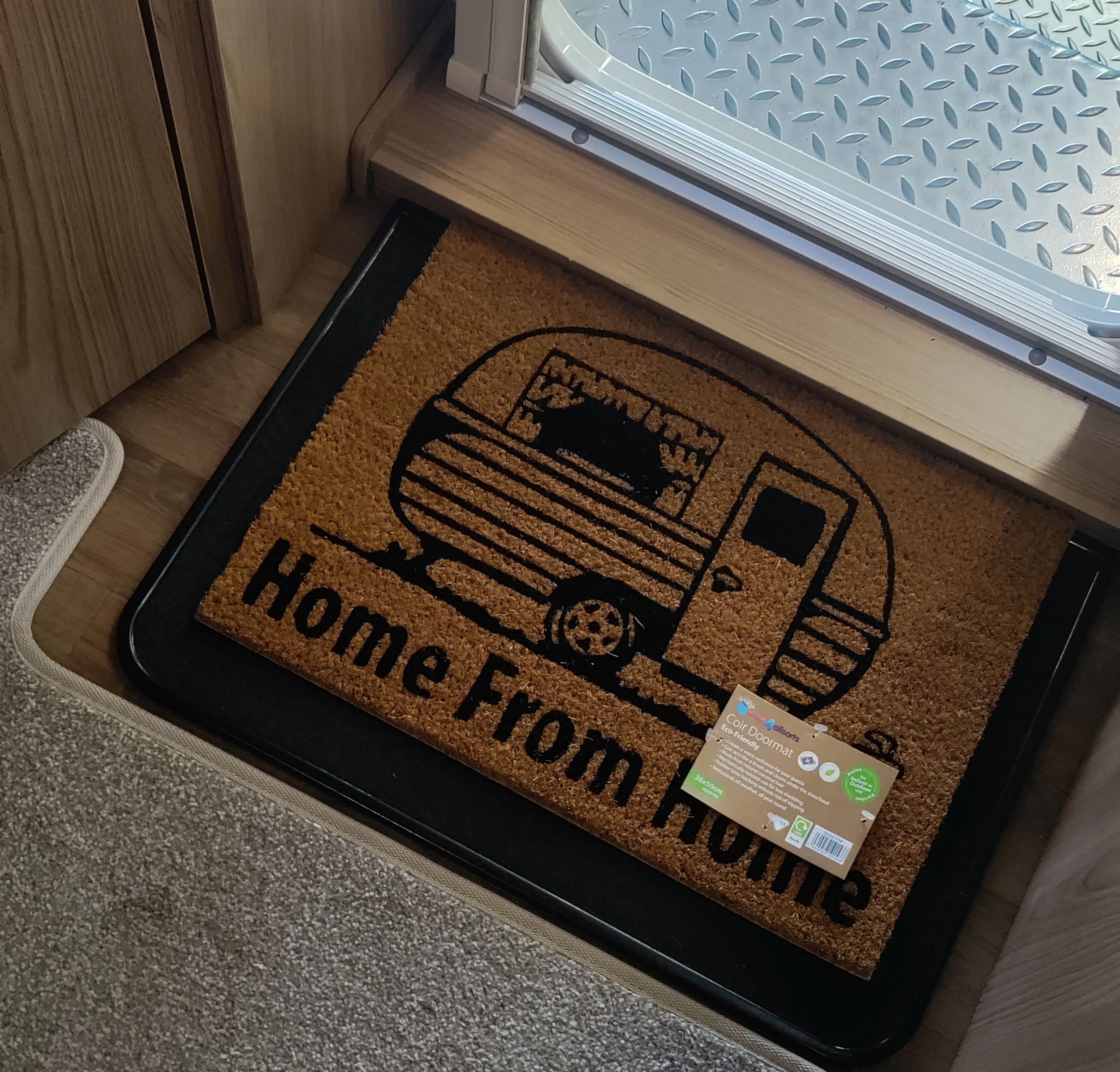 Caravan Doormat Home From Home Novelty Compact Mat Natural Coir PVC Backed Entrance Mat 36cm x 50cm
