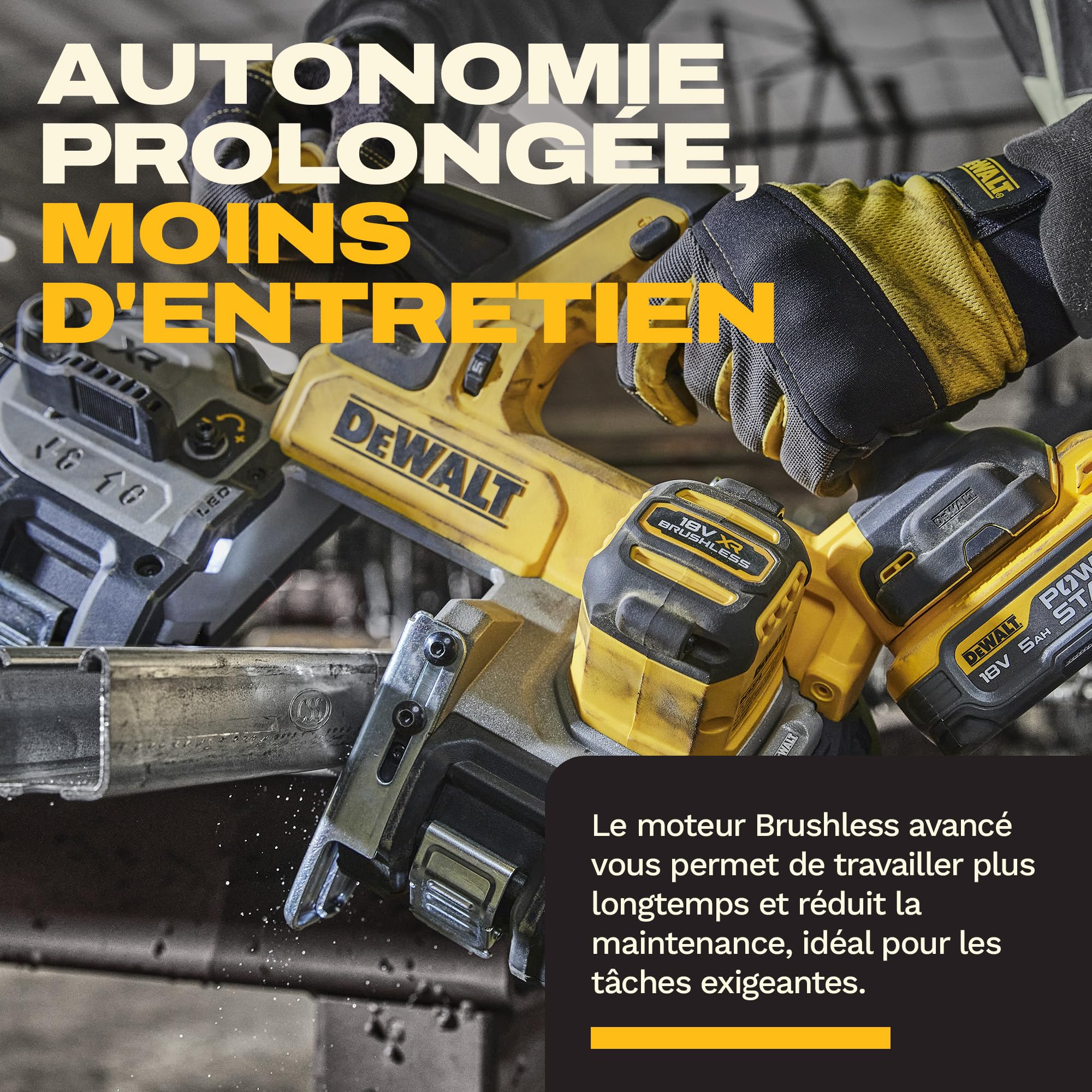 DEWALT Scie à ruban compacte 18V XR Brushless, outil seul, DCS378N-XJ