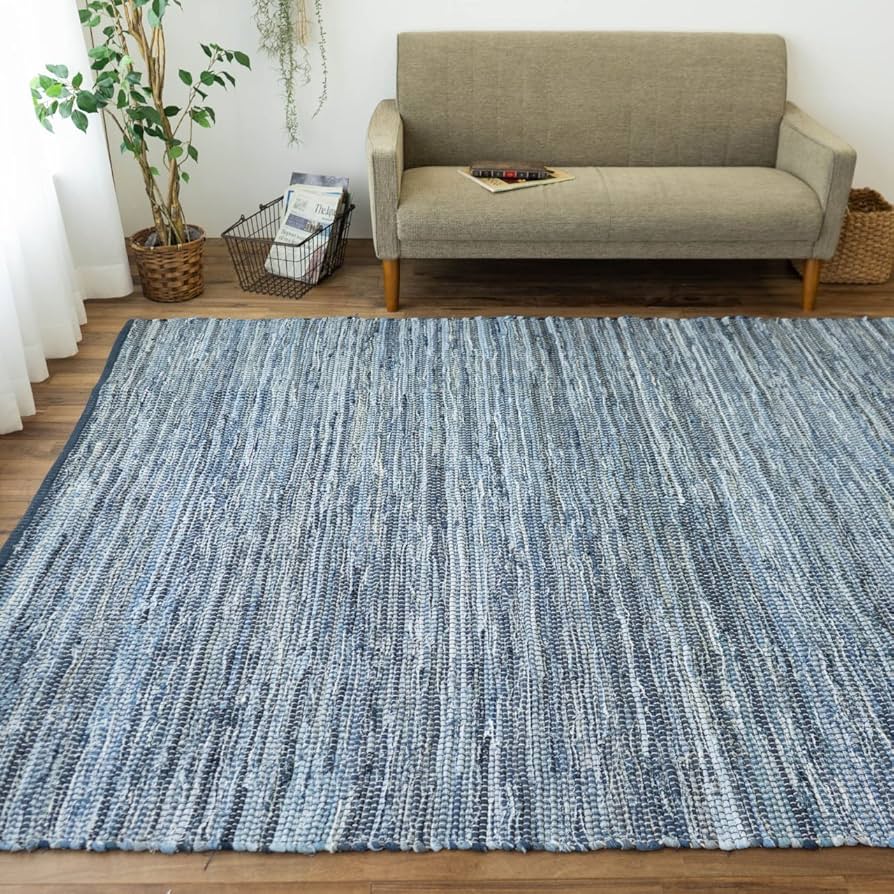 Amazon | サヤンサヤン 洗える 手織り ラグマット デニムラグ