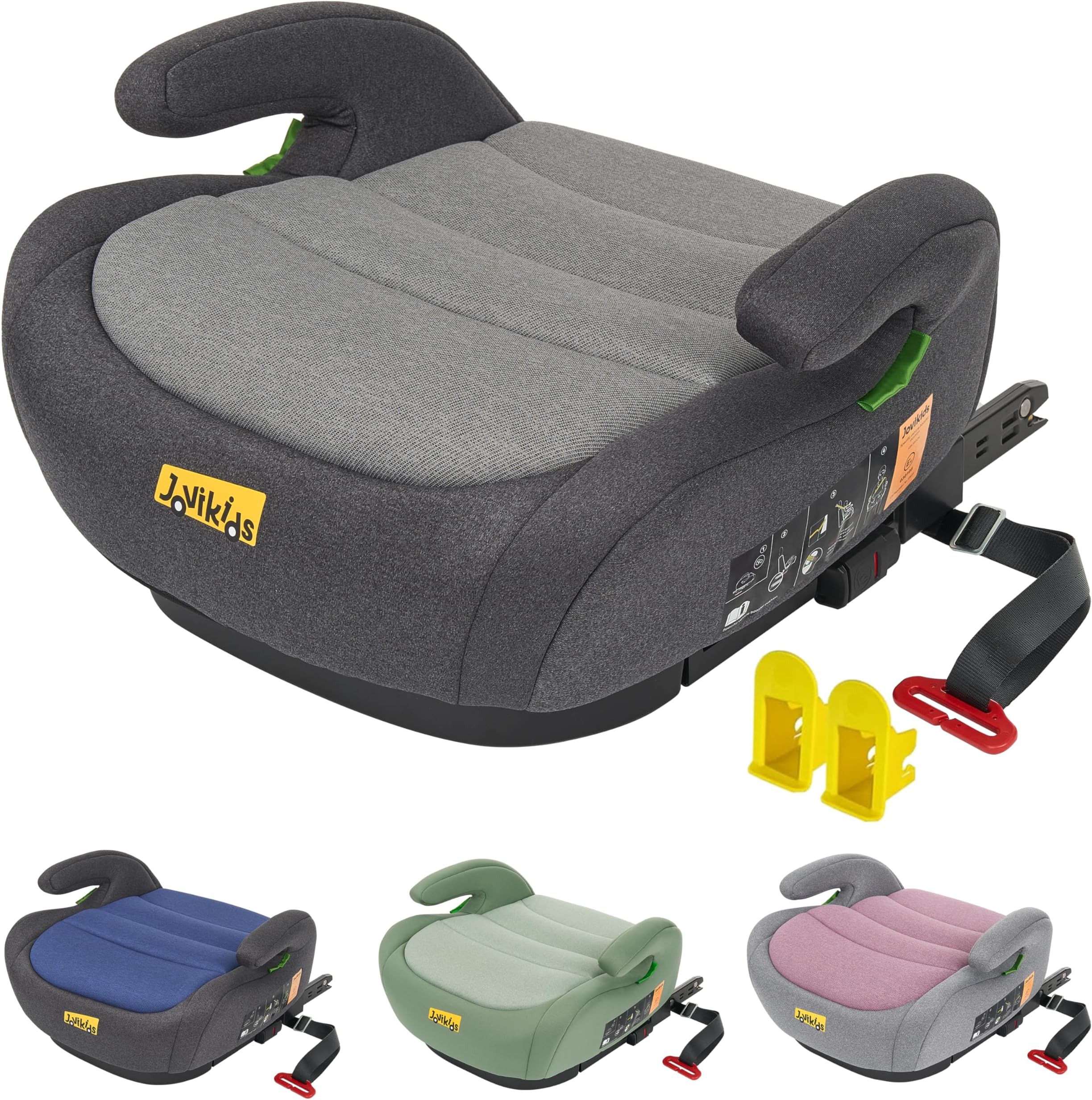 I-Size Booster Seat for Car with ISOFIX, 125-150cm (Group 2/3, 6-12 Years), Portable Car Seats for Kids, Comfortable, Compact, Convenient for Everyday Use, Great for Travel, ECE R129, Black