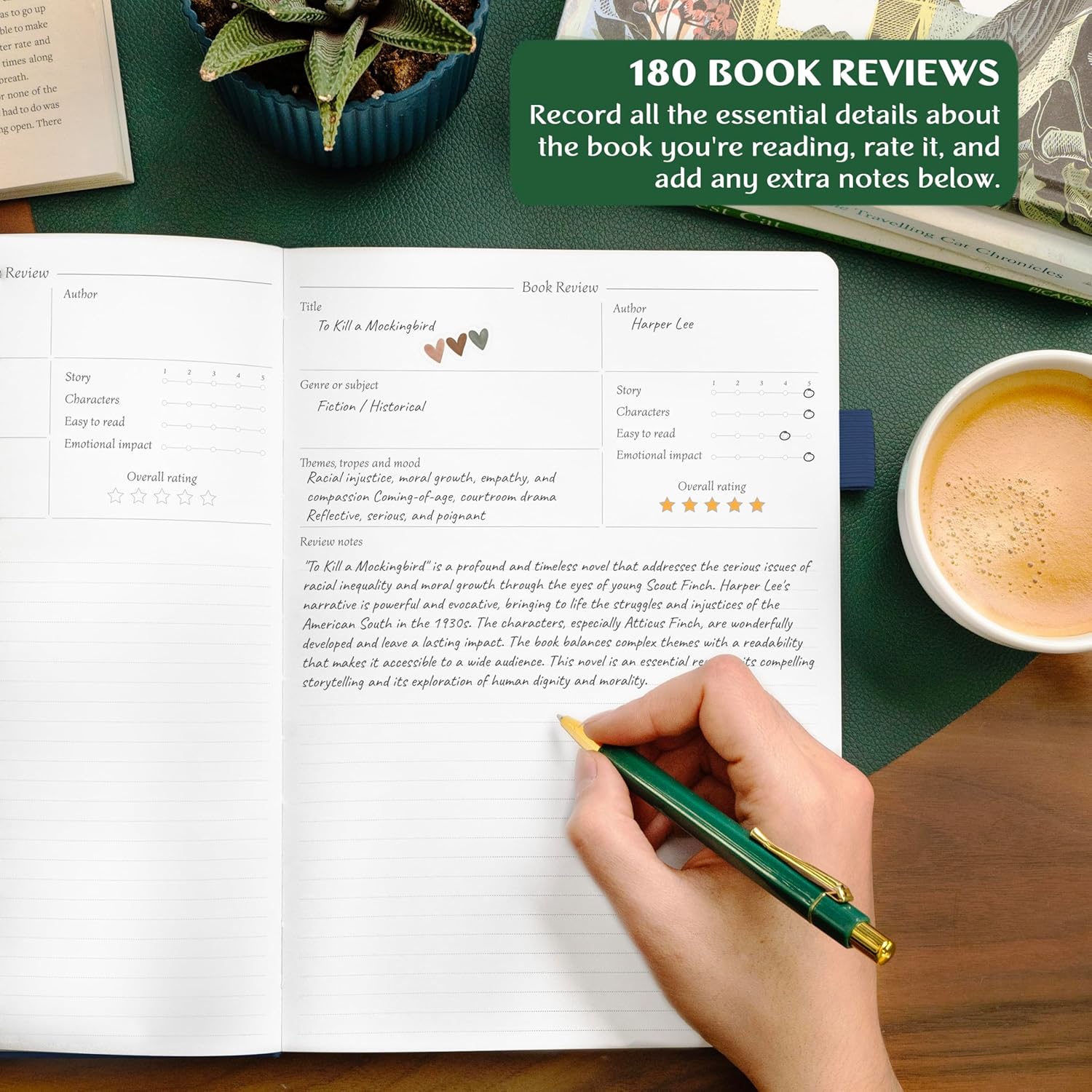 Legend Reading Journal for Book Lovers – Reading Log Tracker for Adults & Kids – Book Nerd Gifts & Accessories, 180 Reviews (Blue)