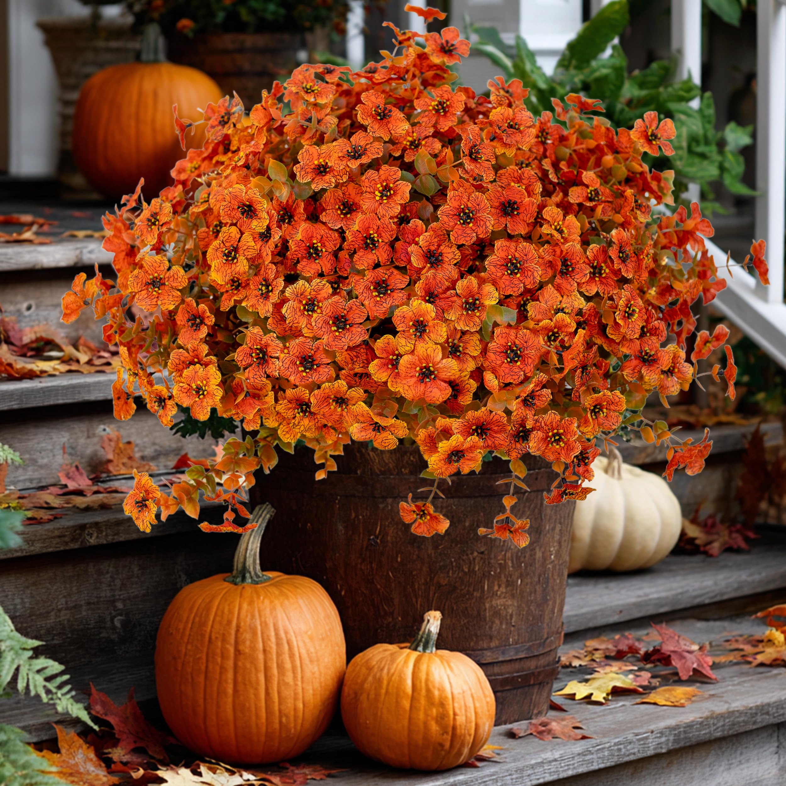 AXYLEX Artificial Fall Flowers Outdoor Fake Mums - 16 Bundles Fake