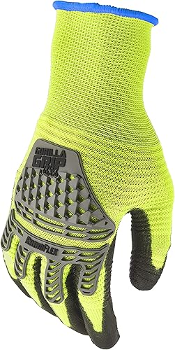 Miniatura 5 de Gorilla Grip Max RhinoFlex - Guantes de trabajo de alta visibilidad con protección contra impactos y abrasión, talla L