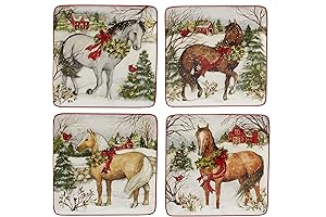 Christmas on the Farm 8.5-Inch Salad/Dessert Plate, Set of 4 Assorted Designs