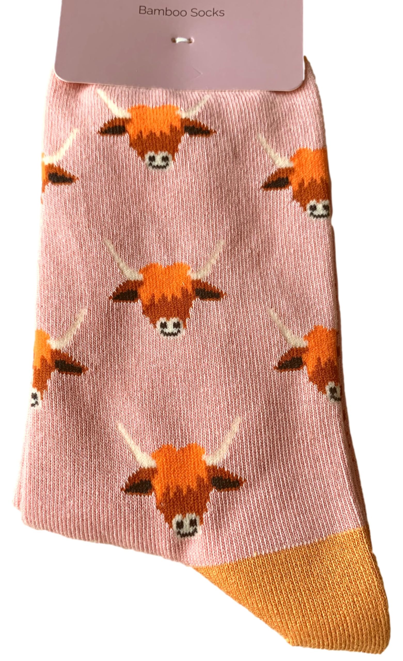 Purple Possum Women's Pink Purple Possum® Highland Cow Socks Cattle Cows Hairy Coos Fun Novelty 1 Pair Size 4 To 7