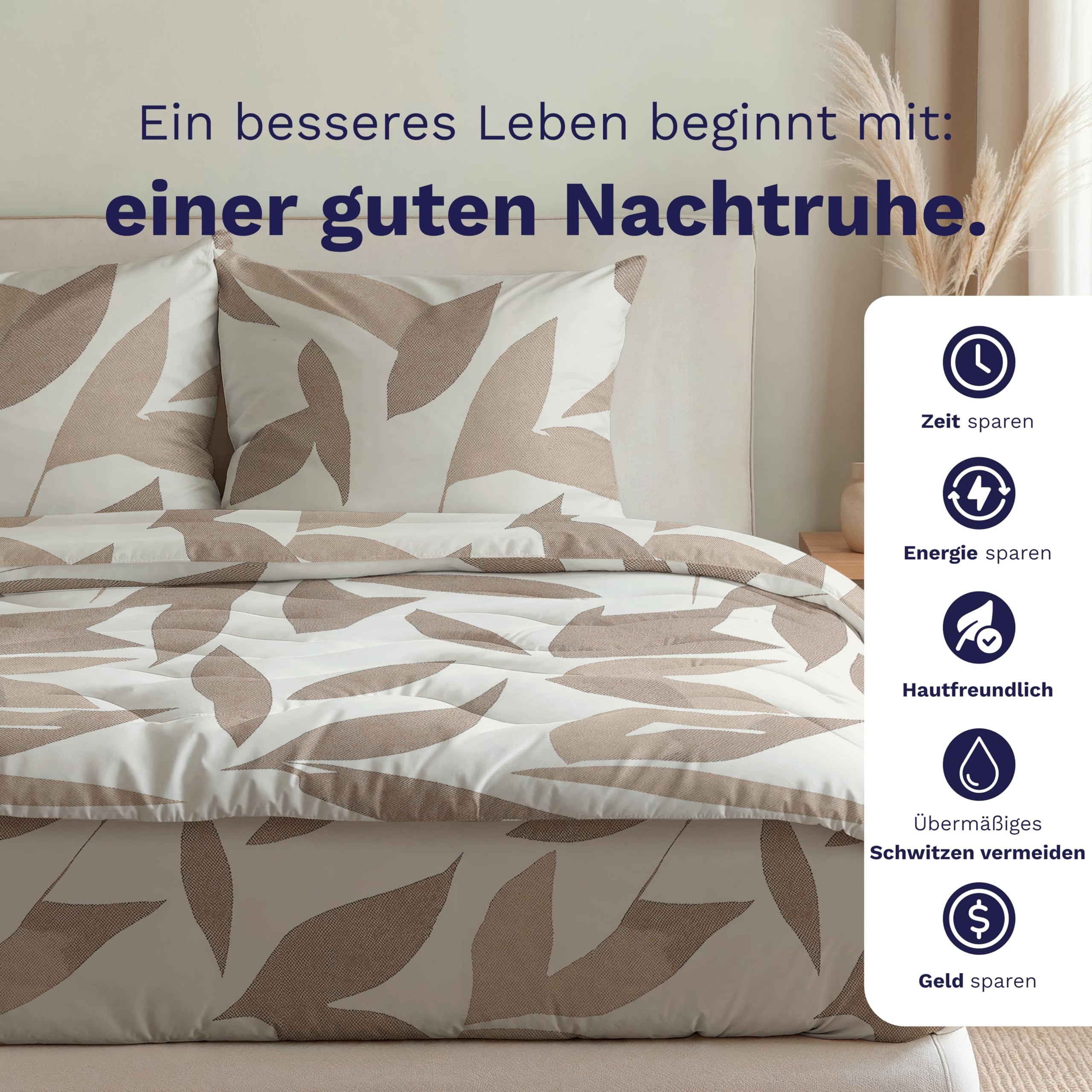 Zelesta Royalbed Baumwolle All-Season Bettdecke 240x200 – Bettdecke & Bezug in einem | Waschbar & Trocknergeeignet | Atmungsaktive Baumwolle, 300 g/m² Füllung (Ethnic Cream, 140x200 cm)