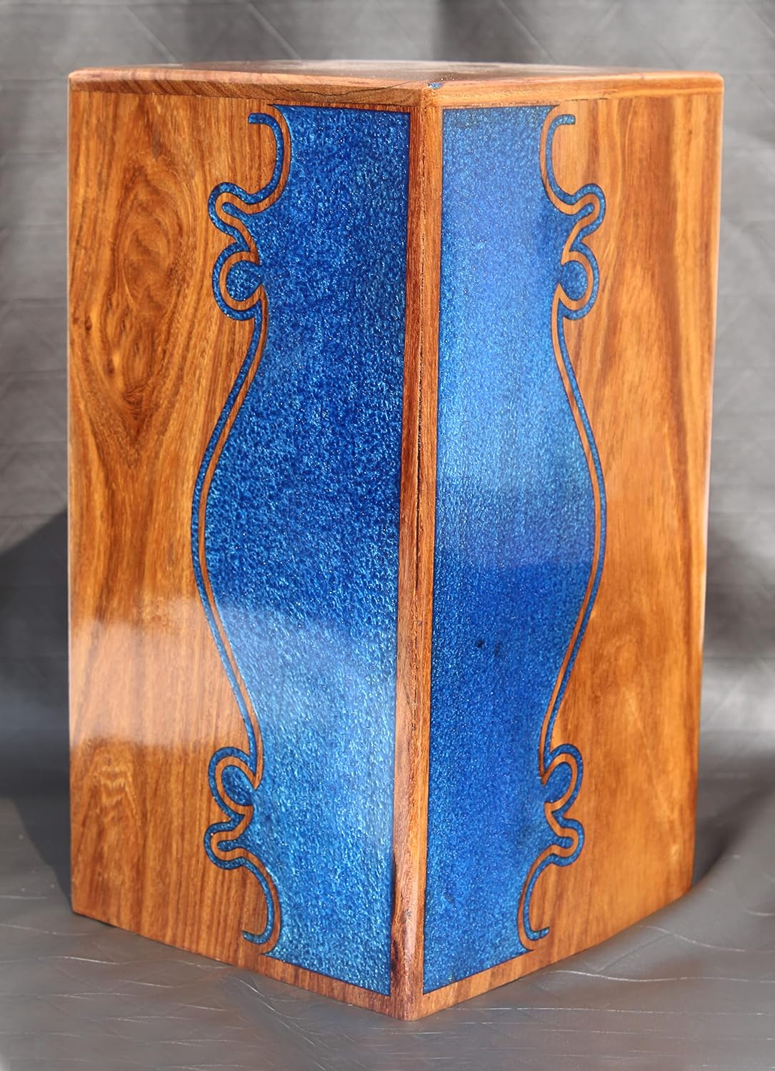 Wooden Urn Box with Amazing Resin Design - Personalized Cremation Urn for Ashes - Handmade Urns for Human Ashes - Adult Large Cremation Urns - Funeral Urns Engraved - Burial Urns. (11x6x6)