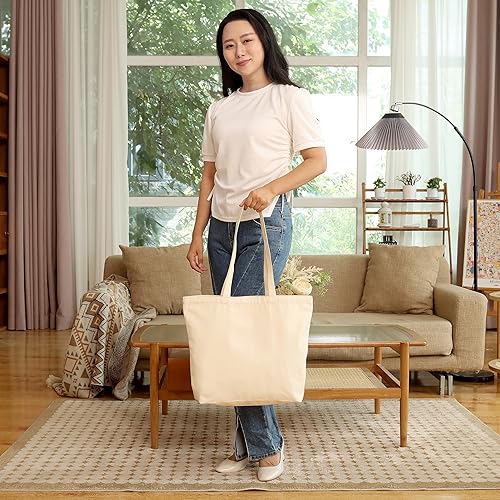 Miniatura 4 de Bolsa de lona de 18 x 15 x 5 pulgadas, bolsa grande y resistente para pintura de tela, bolsa de compras reutilizable