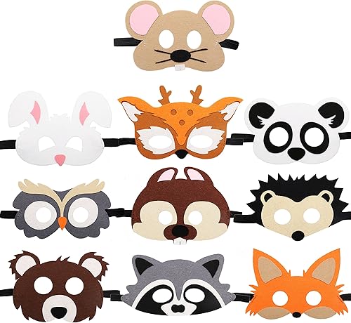 Miniatura 7 de CiyvoLyeen Máscaras de fieltro de animales de la selva de safari con temática de animales salvajes, recuerdos de fiesta de cumpleaños, disfraces,