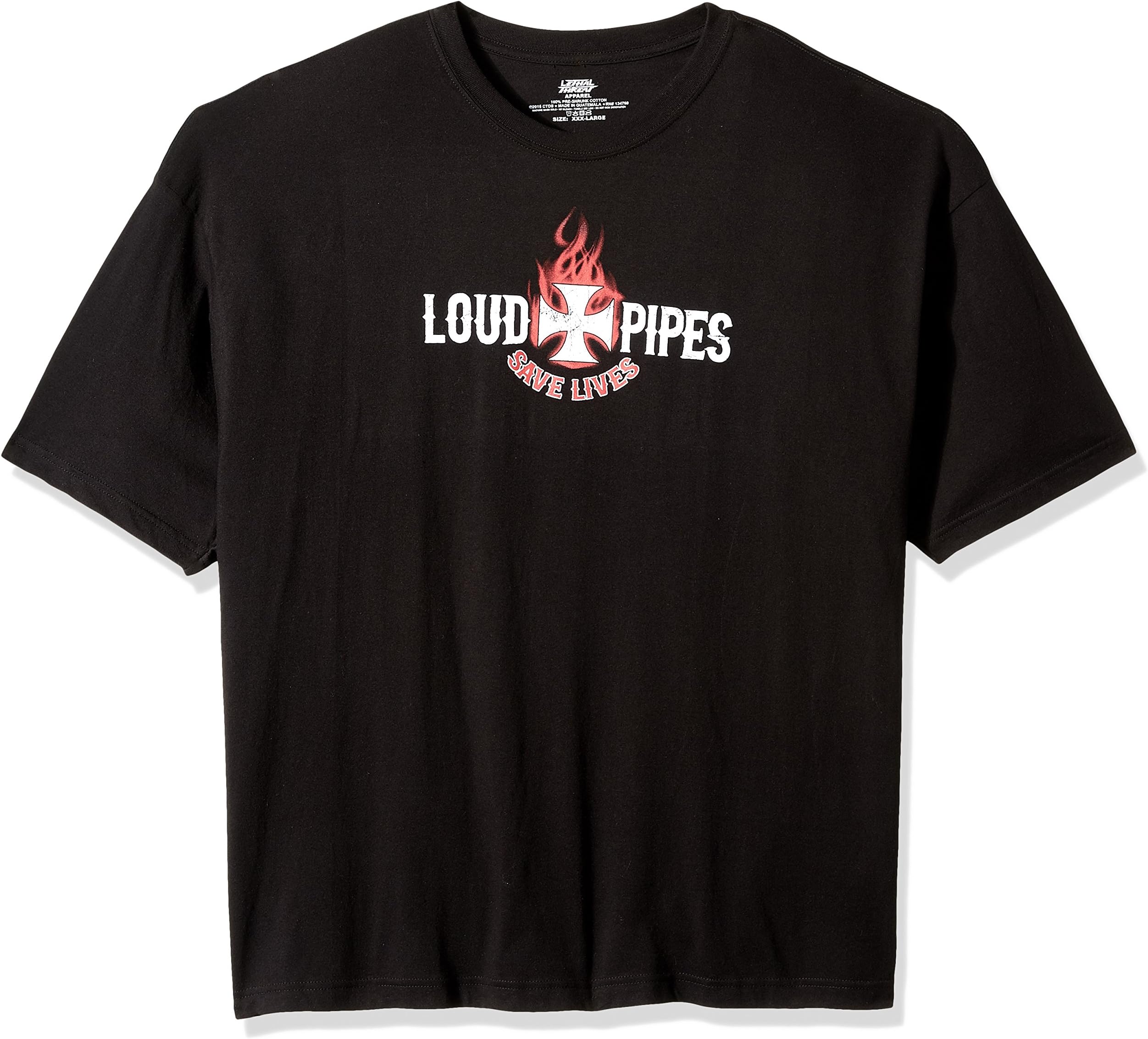 Lethal Threat (LT20180L Men's 'Loud Pipes Save Lives' T-Shirt (Black, Large)