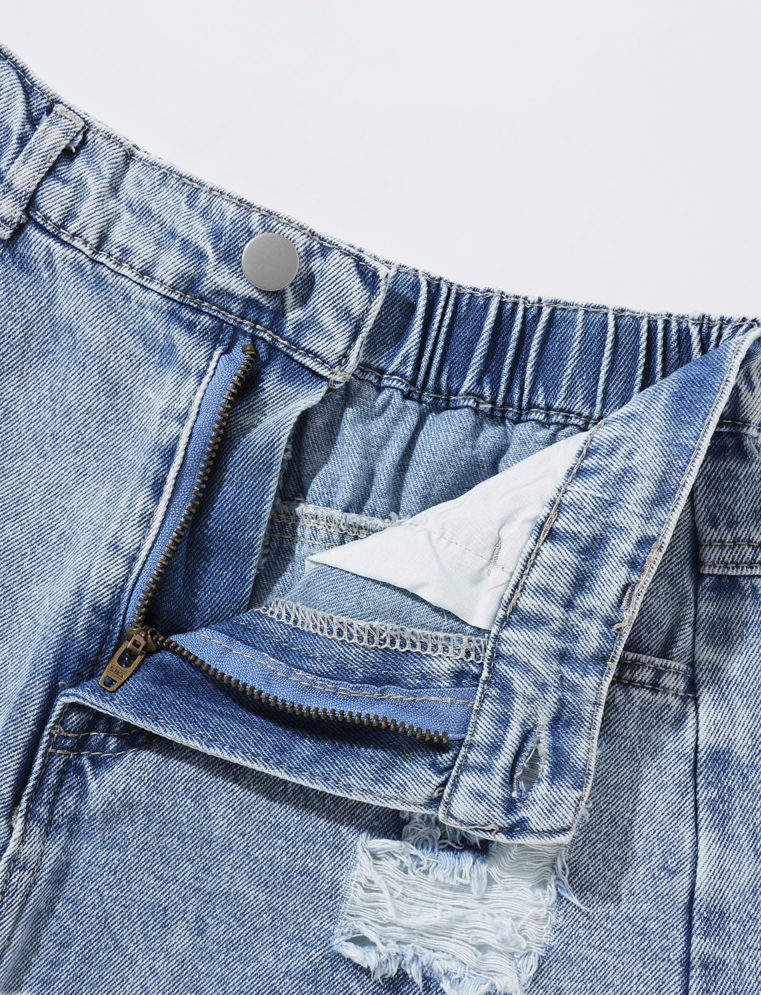 SEAUR Shorts en Jean Fille 1/2 Taille Élastique Décontracté Denim Short D'été pour Enfant 8 à 12 Ans