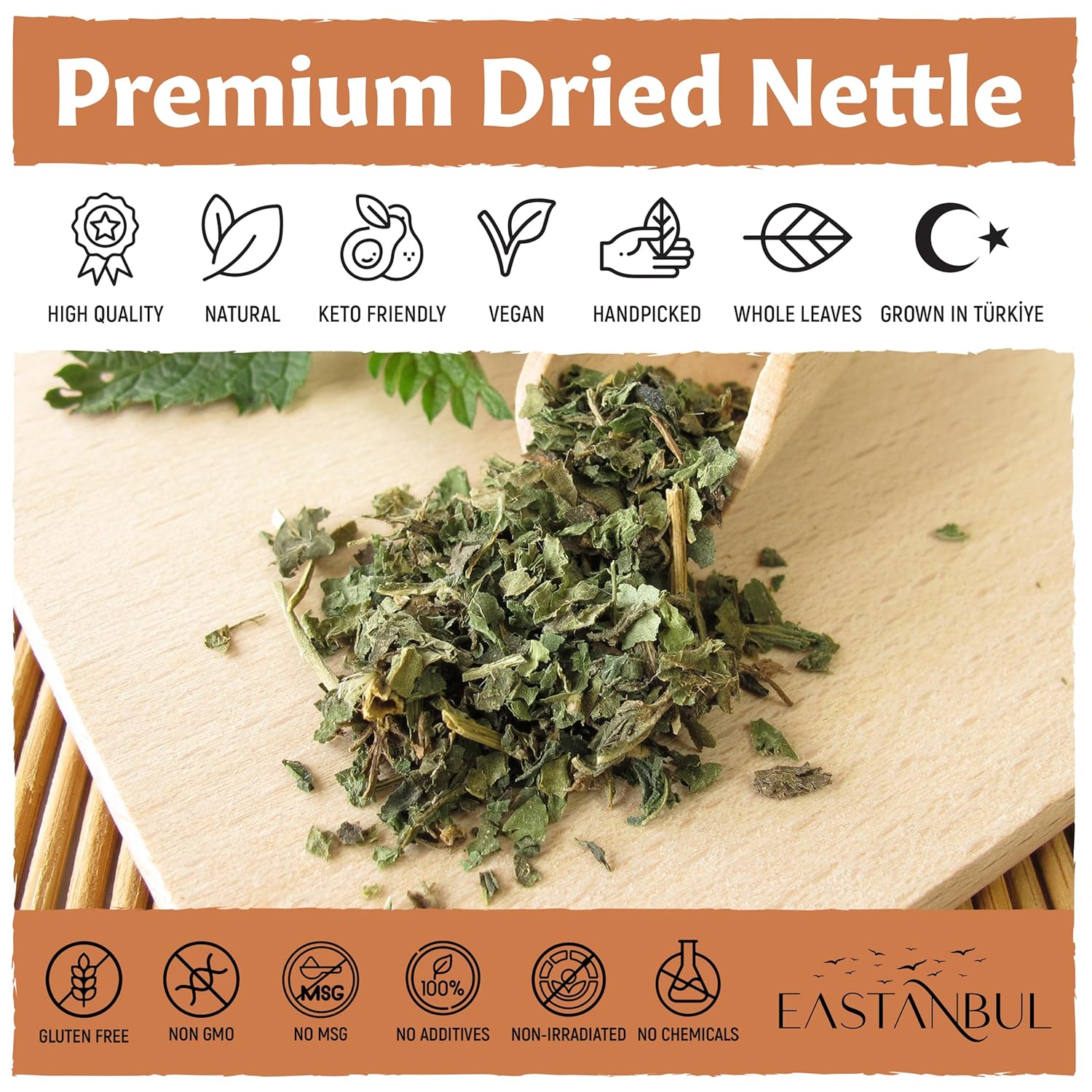 Eastanbul Nettle Loose Leaf Tea, 0.71oz, Stinging Nettle Tea, AKA Ortiga, Caffeine Free, Wild Harvested, Freshly Cut & Sifted Stinging Leaf, 100% Natural, Dried, Loose, Vegan, Gluten Free - Image 7