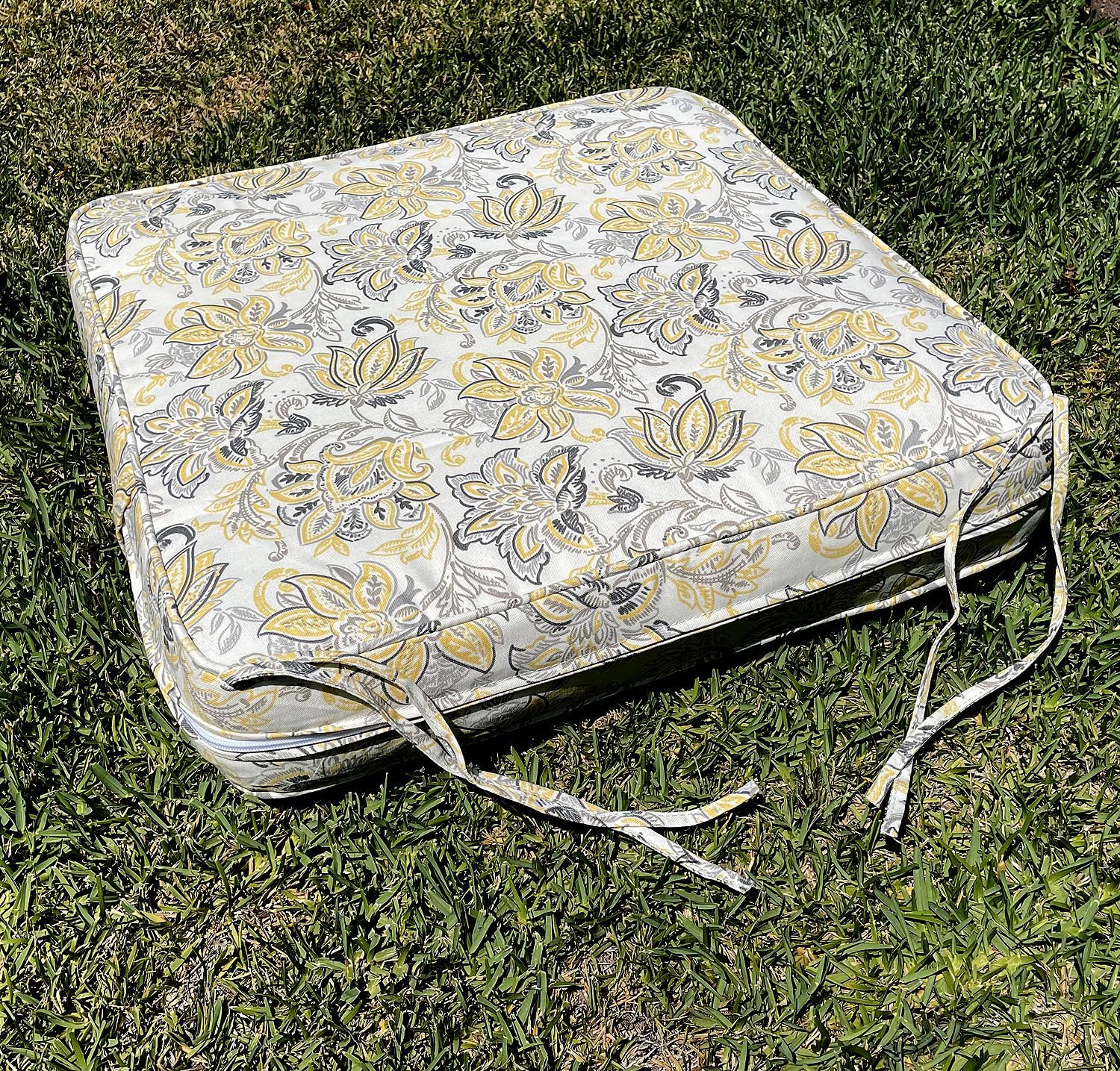 BELLRINO Outdoor Waterproof Patio Cushion Covers 24" X 22" X 4" Set of 4 Replacement Slipcovers Decorative Cushion Cover for Chair Seat Garden Bench Porch Couch P002-24X22X4-4PC Cover ONLY