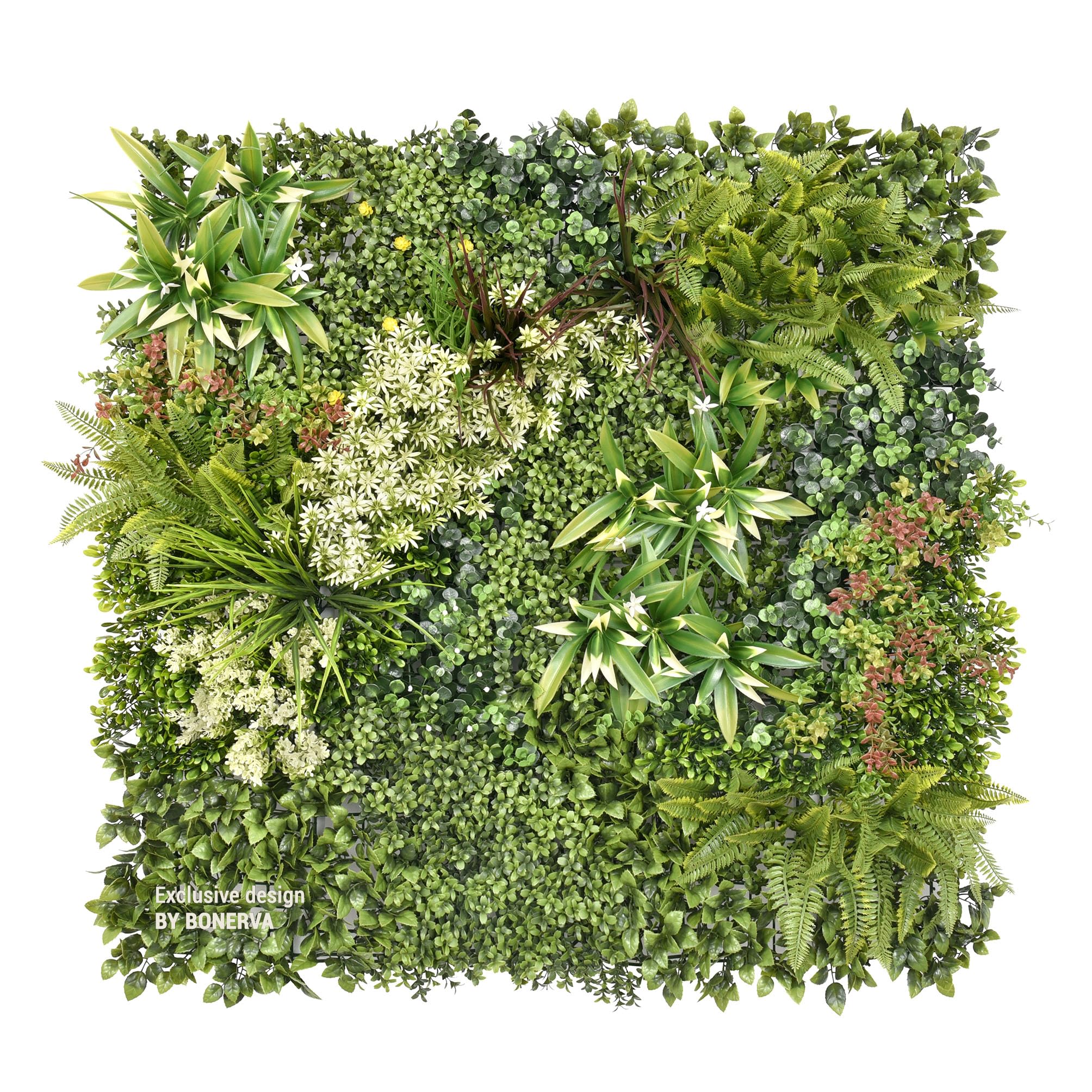 BONERVA | Jardín Vertical Santorini | Diseño Exclusivo Planta Artificial para decoración de Pared en Interior y terrazas | Pack 1 Pieza 100 x 100 cm | Diseño estético para hogar y jardín