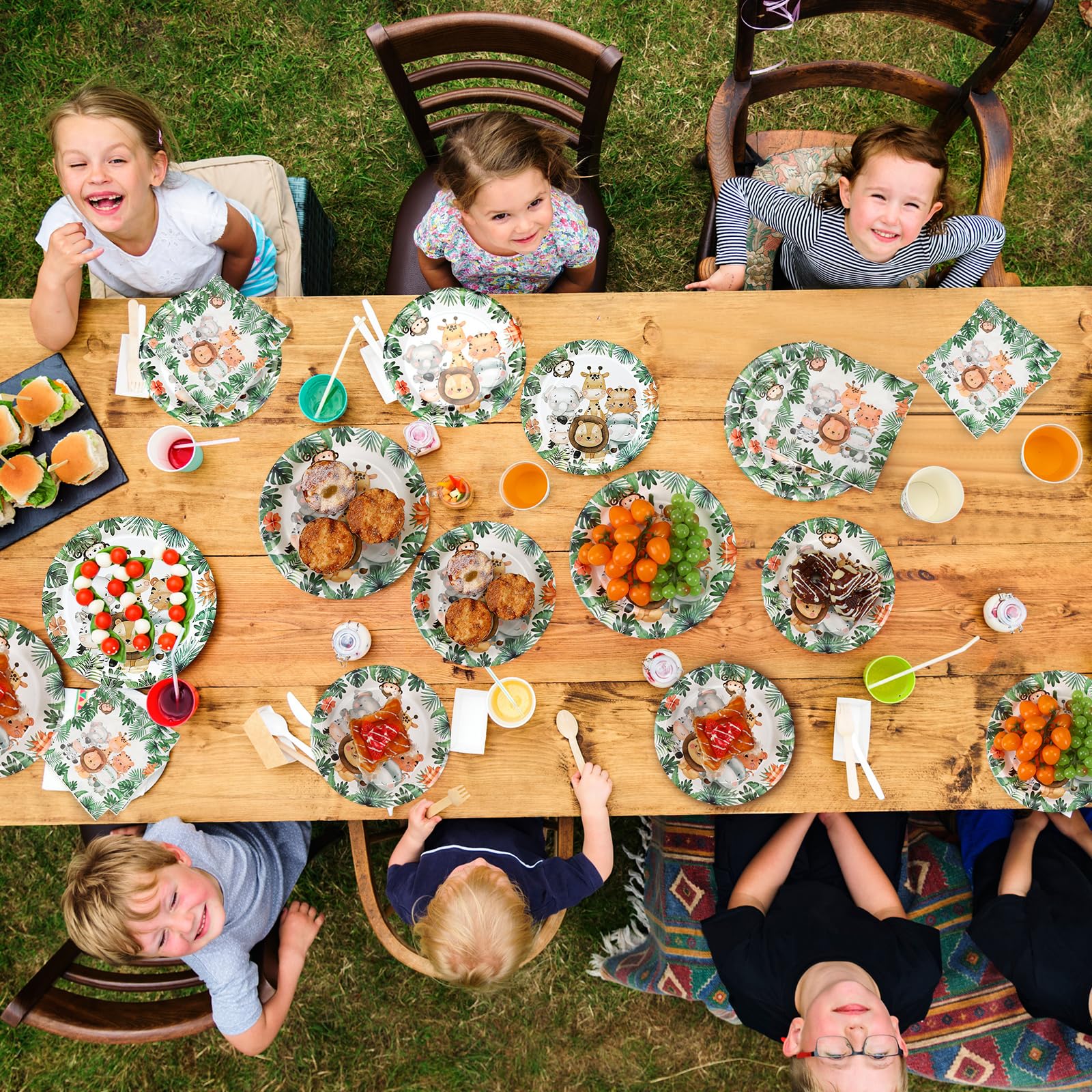 Ziliny Pappteller und Servietten mit Dschungelsafari-Tiermotiv, Einweggeschirr-Set für Babyparty, Safari-Thema, Geburtstagsparty, 240 Stück