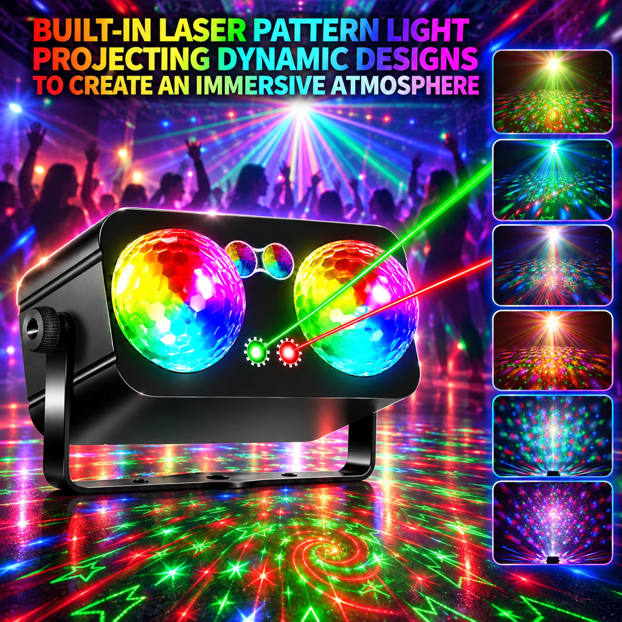 Luz de discoteca con bolas de discoteca duales, luces de fiesta