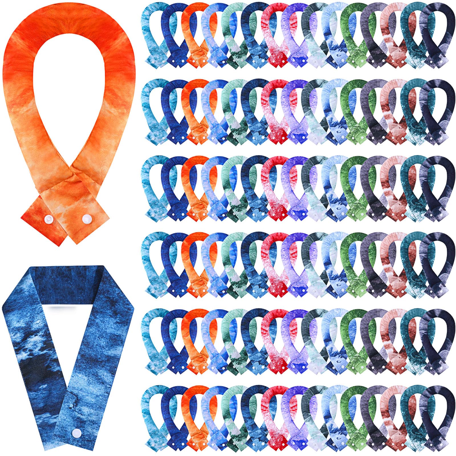 Cooling Neck Wraps with Snap Button Tie Dye Ice Scarf Cooling Bandana Cooler for Summer Women Men Pet