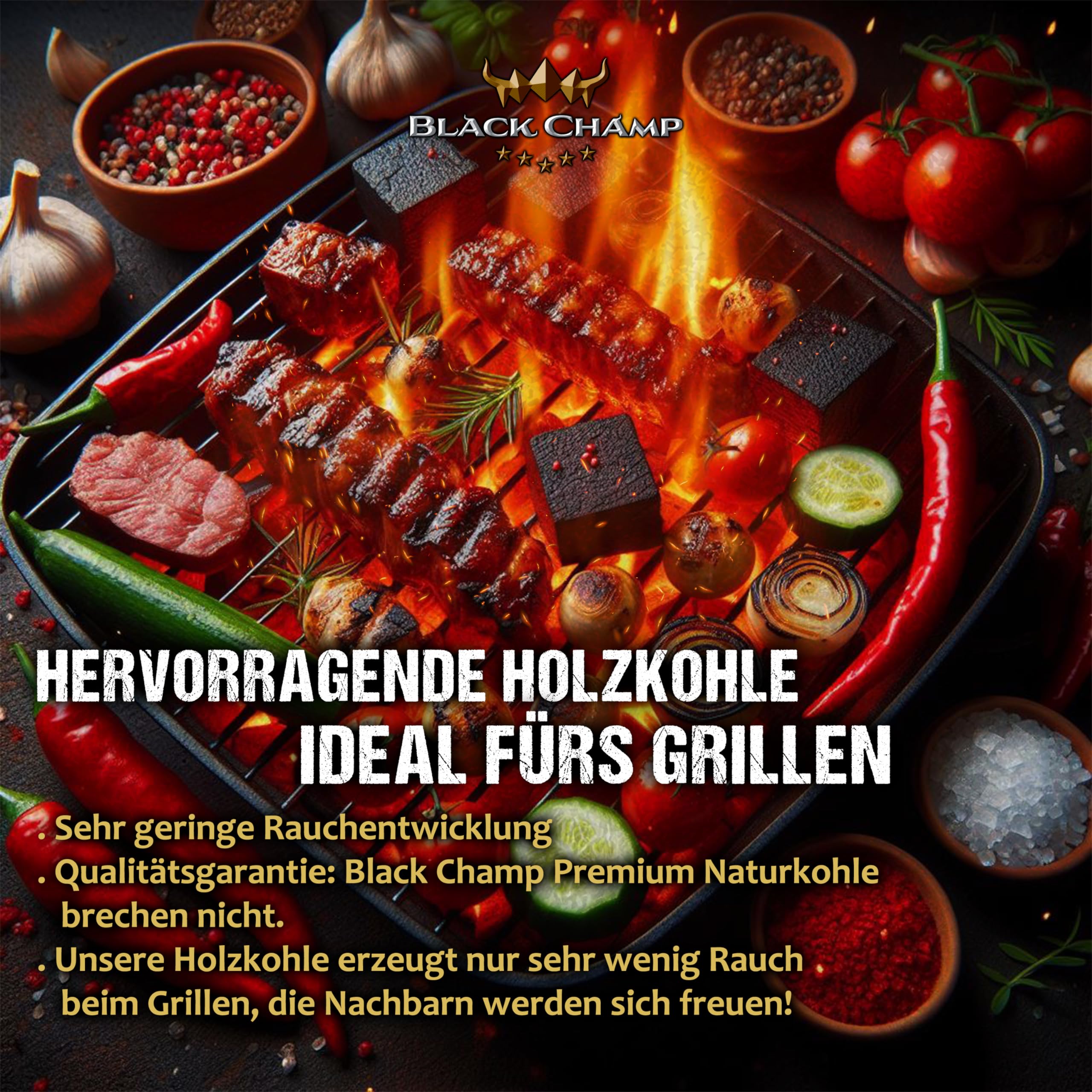 Shisha Kohle | 27 mm | 20 kg | Black Champ | Premium Naturkohle aus Kokosnussschalen| Für Shisha und Grill
